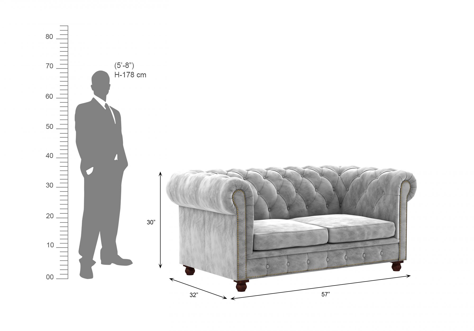 Windsor Grey 2 Seater Sofa Set