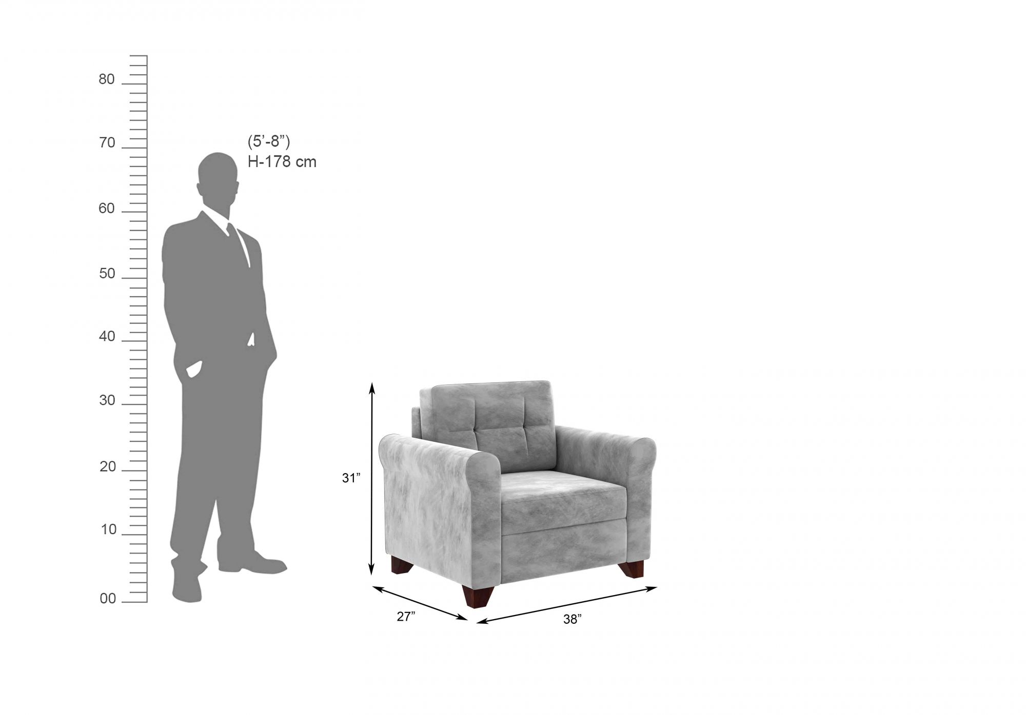 Monarch Grey 1 Seater Sofa Set