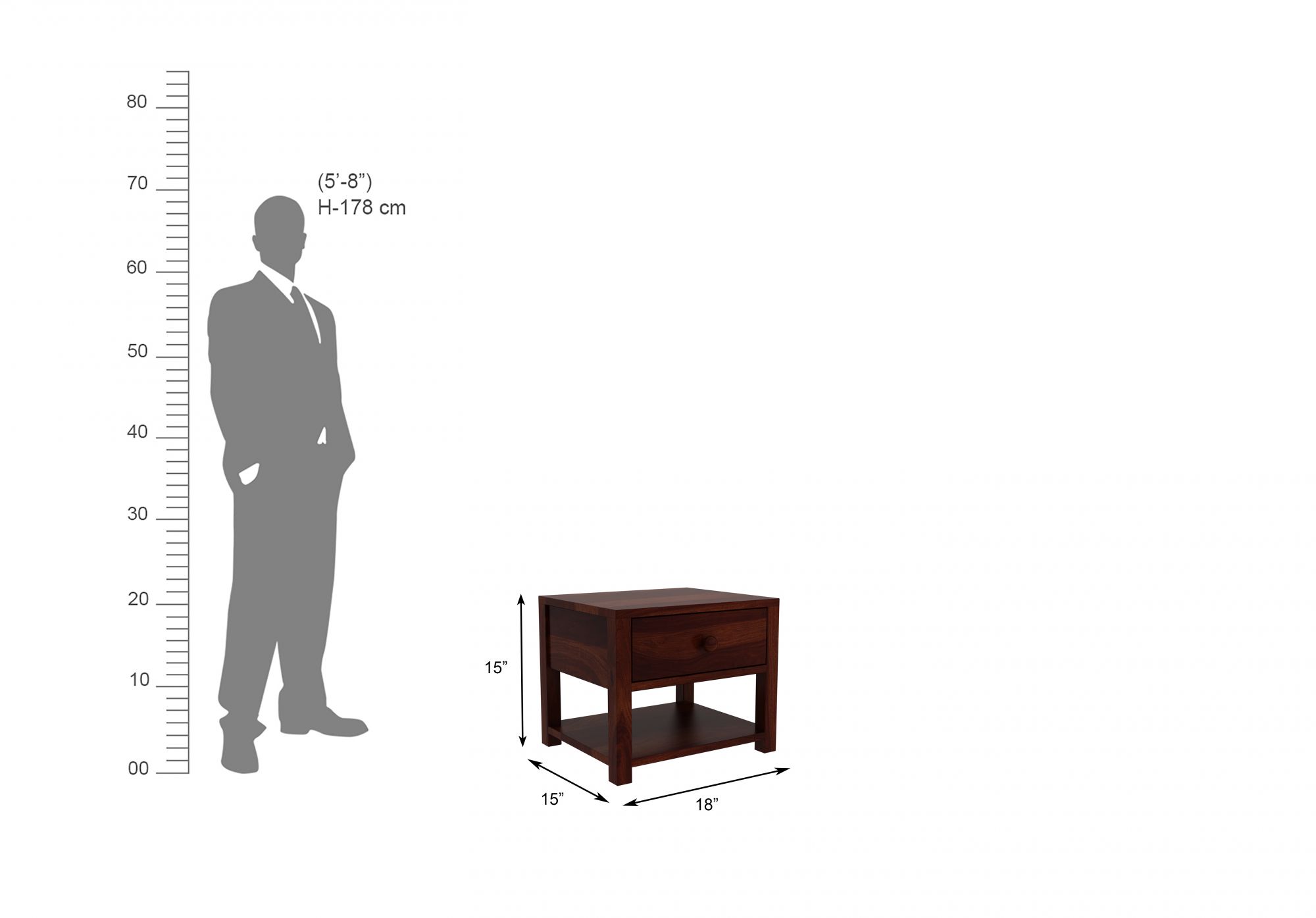 Aklo Wooden Bed Side Table