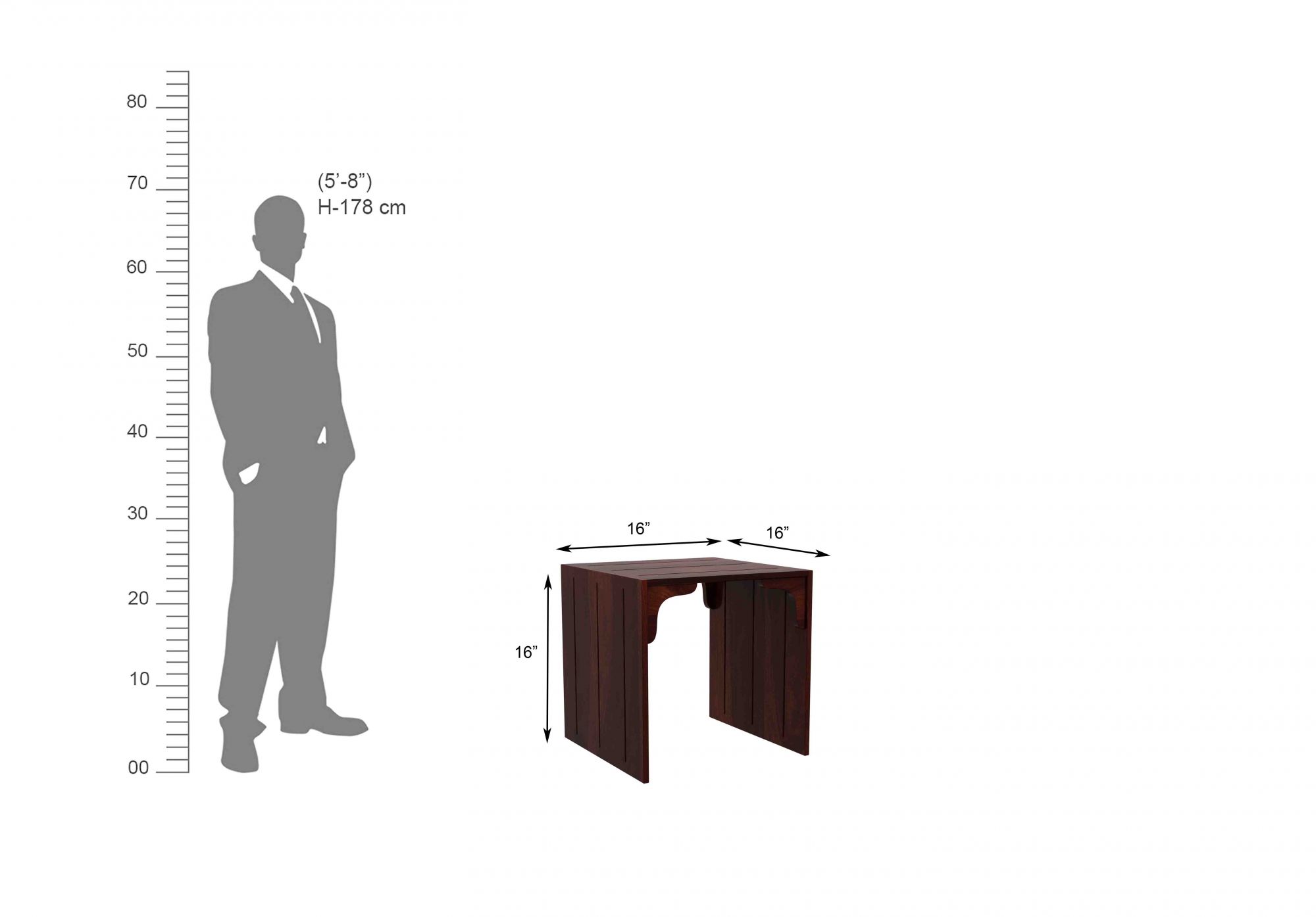 U Wooden Side Table