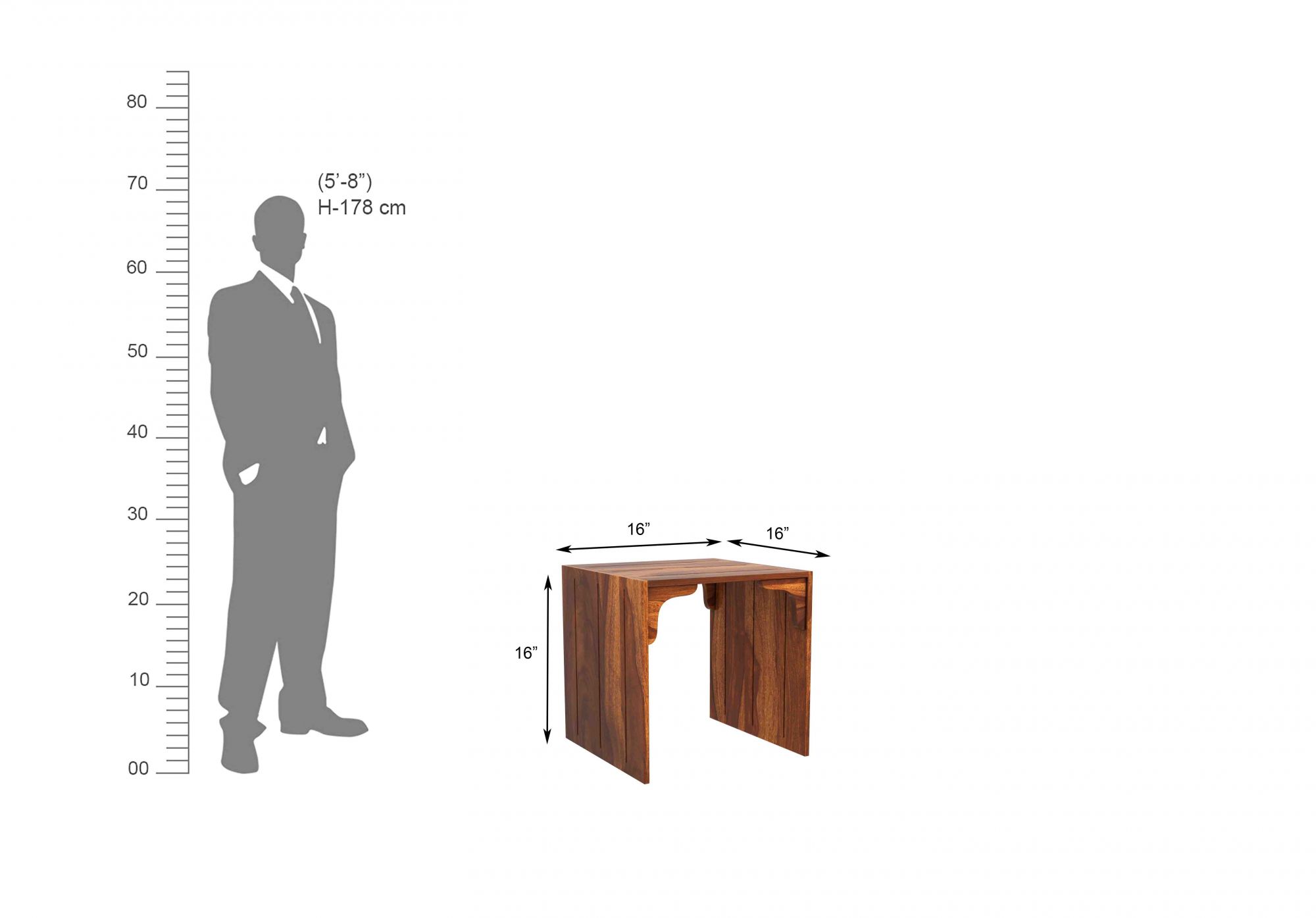 U Wooden Side Table