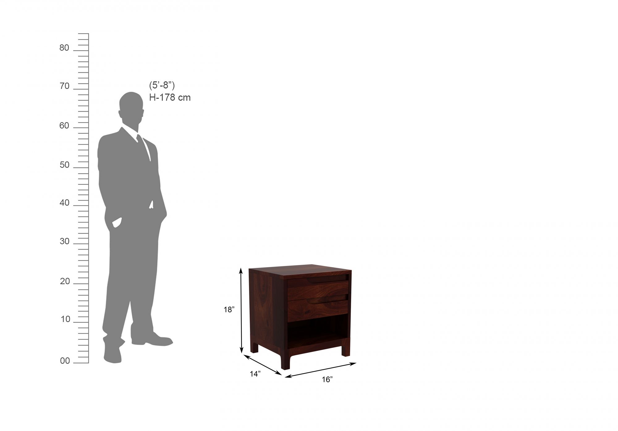 Jonson Bedside Table Teak finish