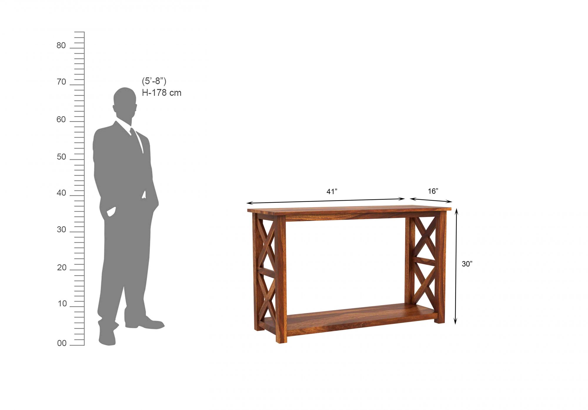 Bora Wooden Console Table Teak