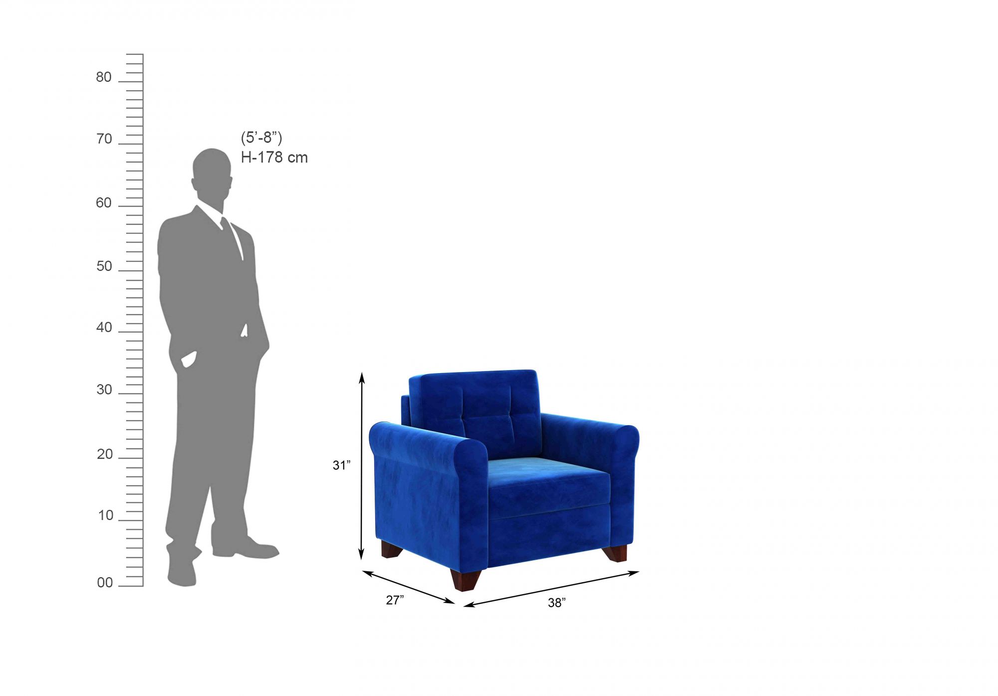 Monarch Blue 1 Seater Sofa Set