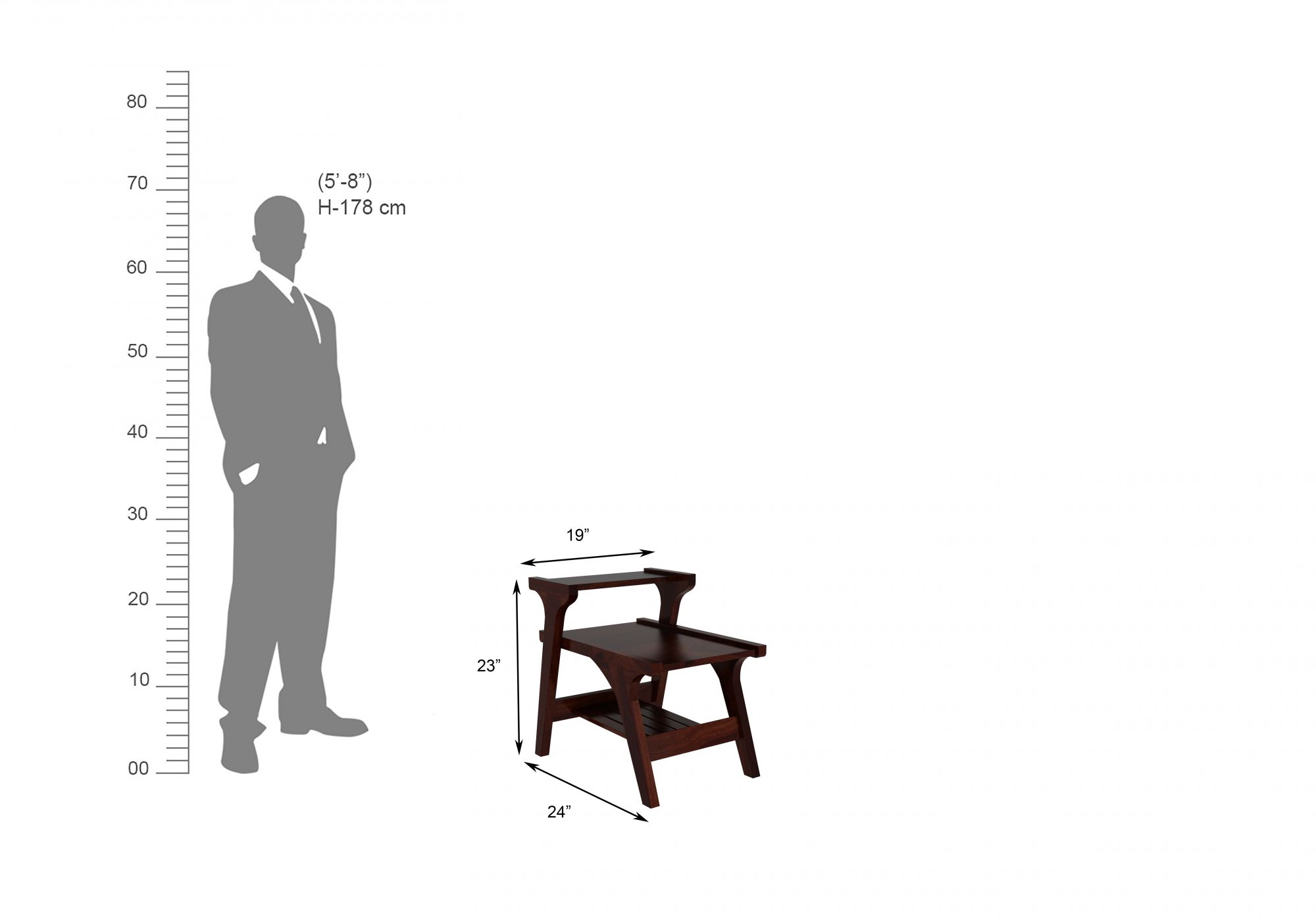 Lofty Wooden Coffee Table Walnut Finish