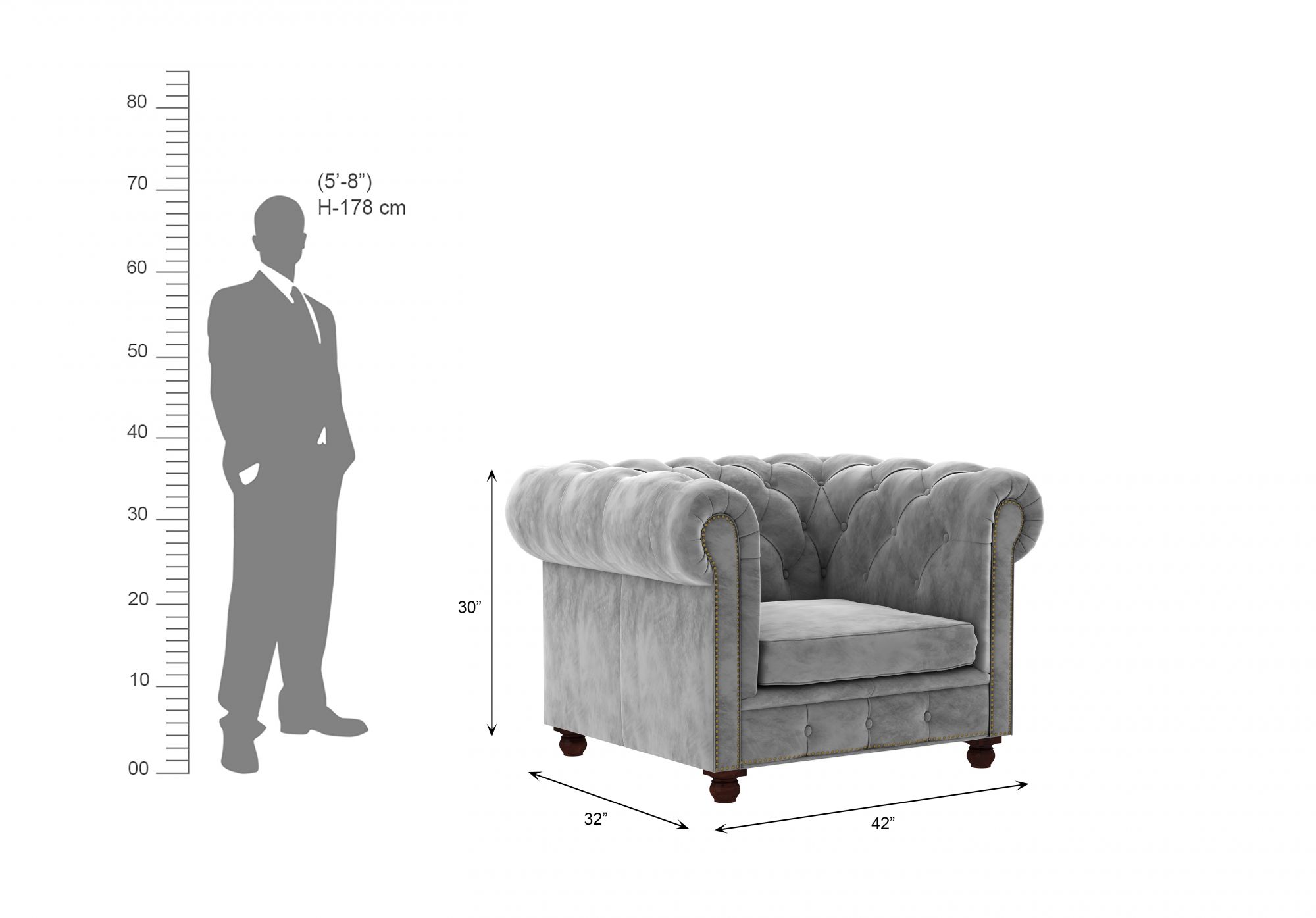 Windsor Grey 1 Seater Sofa Set
