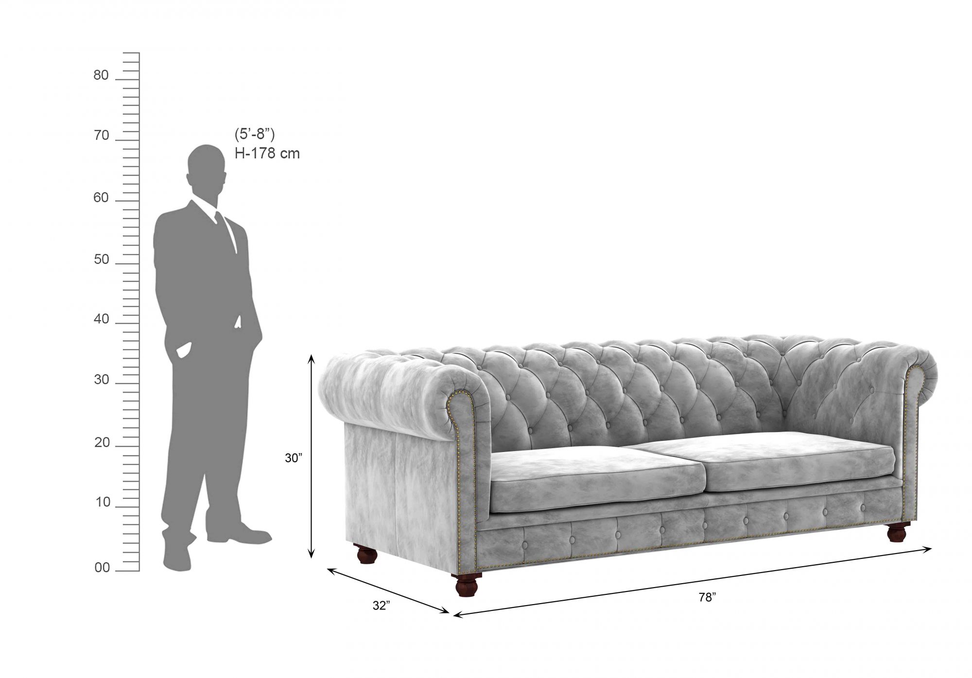 Windsor Grey 5 Seater Fabric Sofa Set