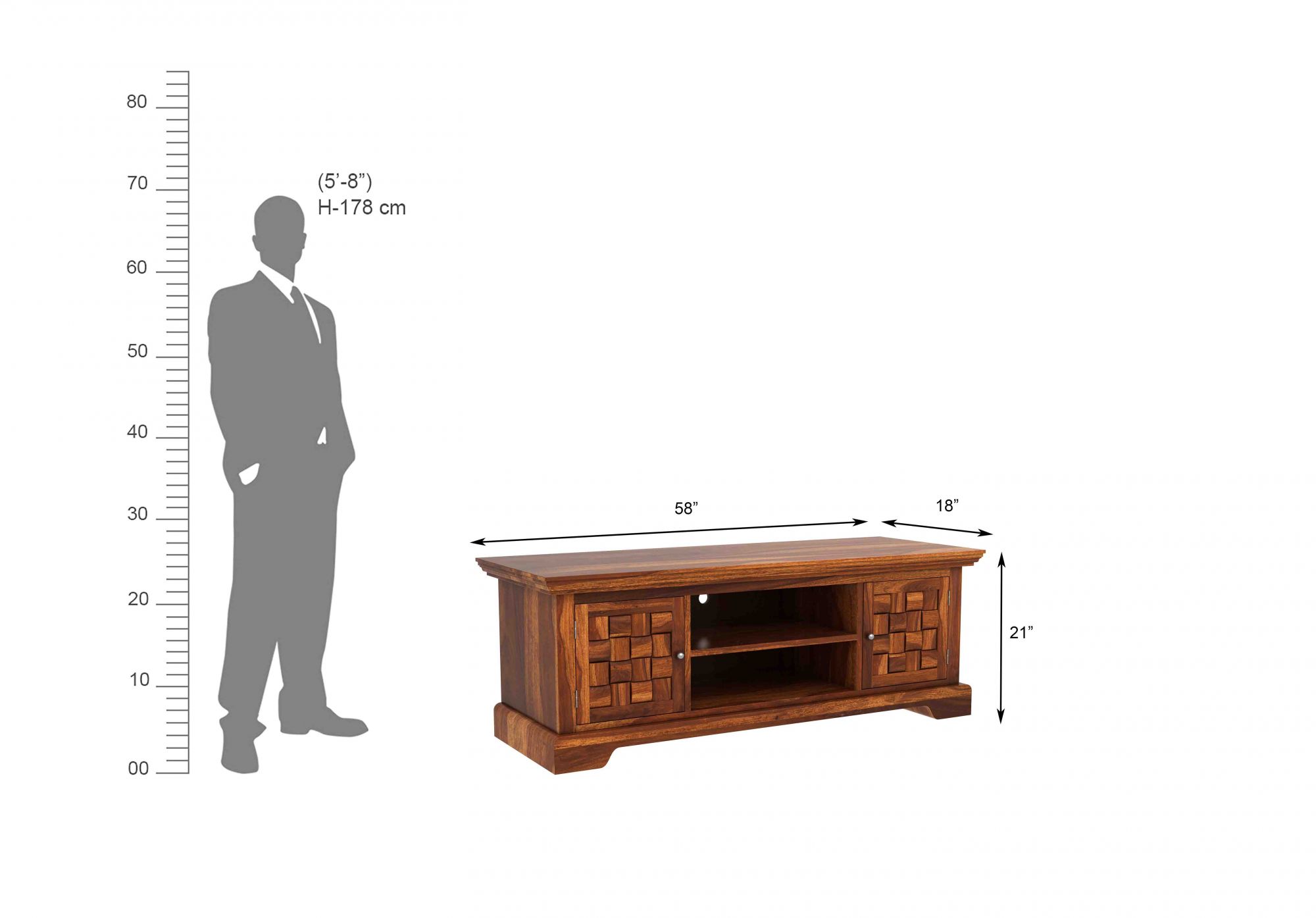 Flamingo Sheesham Wood TV Unit Walnut finish