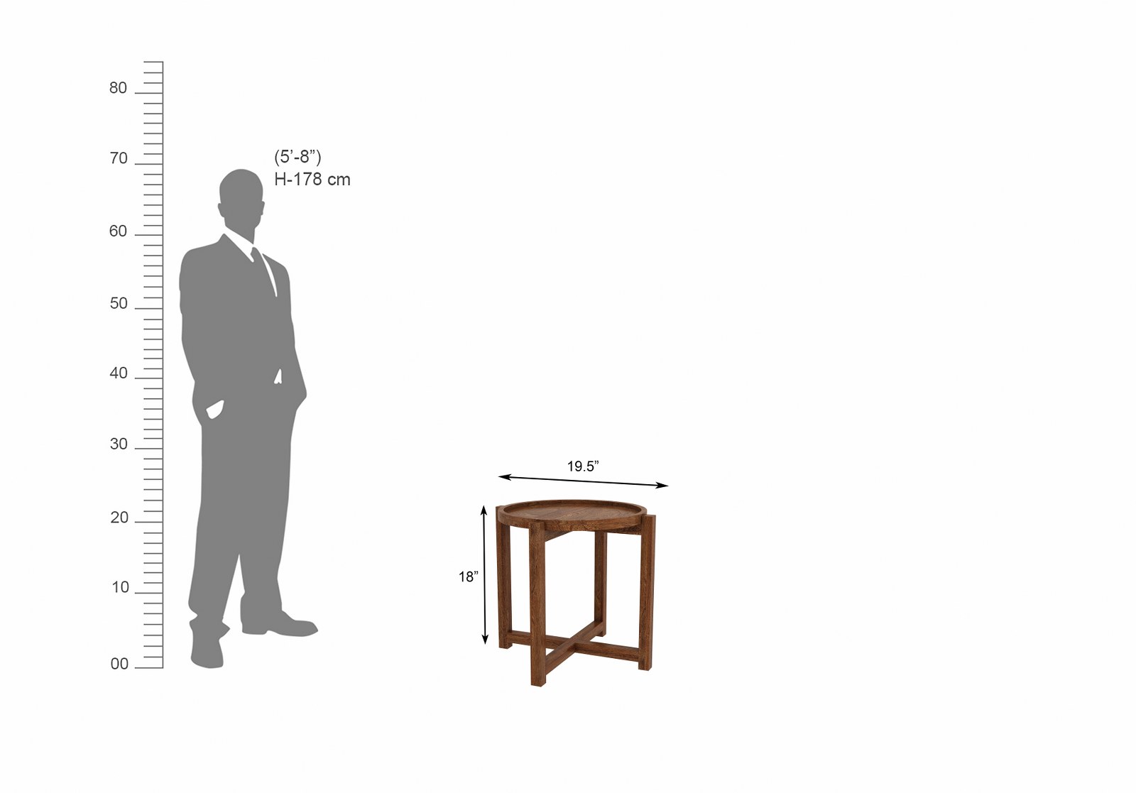 Tray Wooden Center Table Walnut Finish