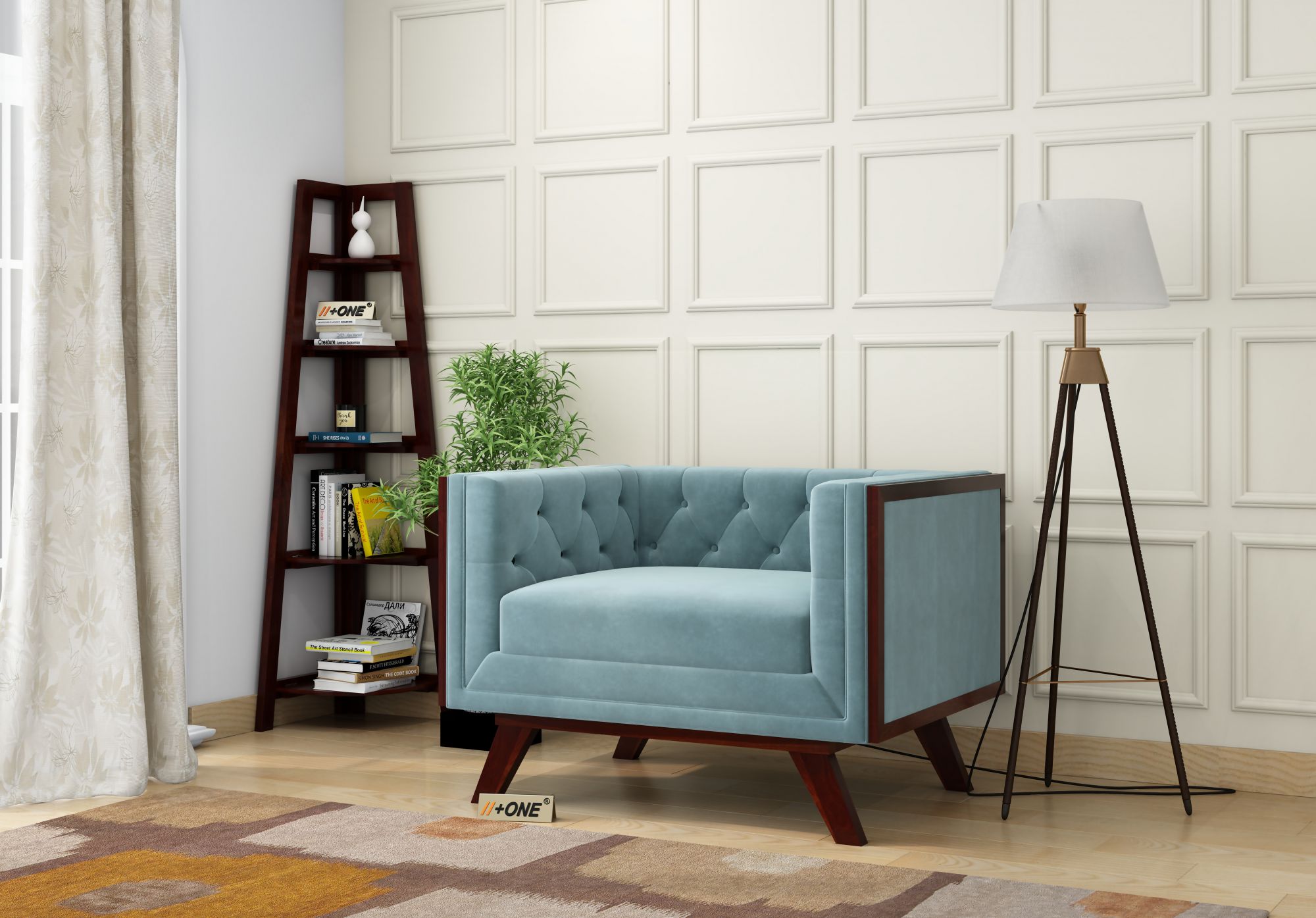 Syros Dusk Blue 1 Seater Sofa