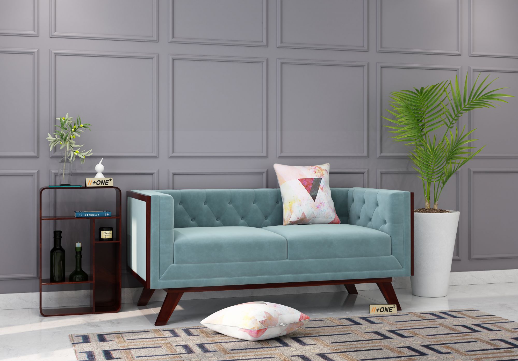 Syros Dusk Blue 2 Seater Sofa