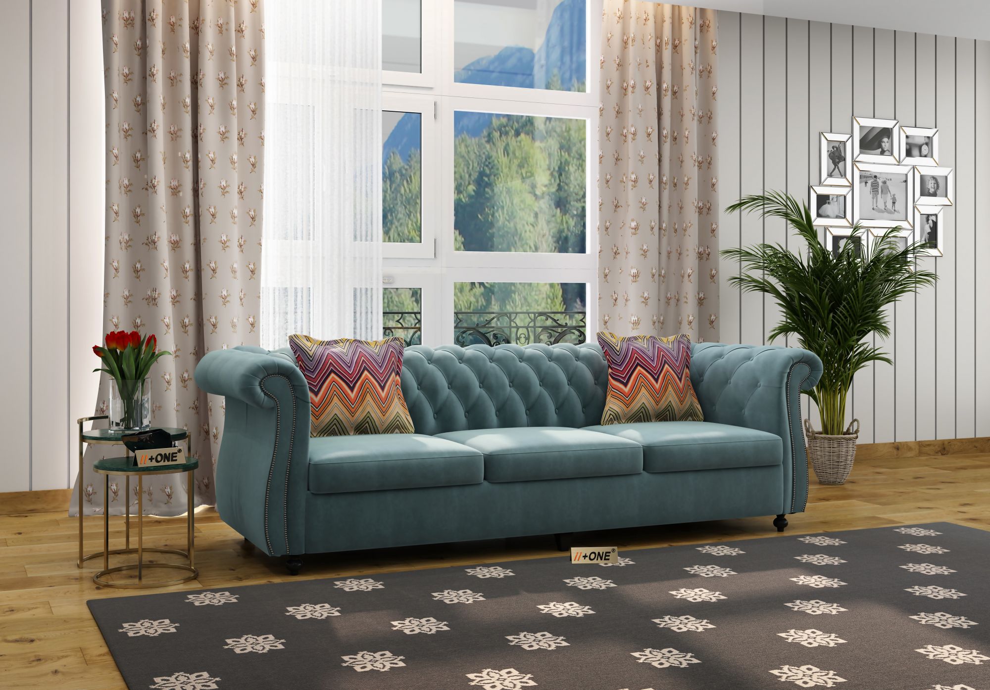 Lord Dusk Blue 3 Seater Sofa