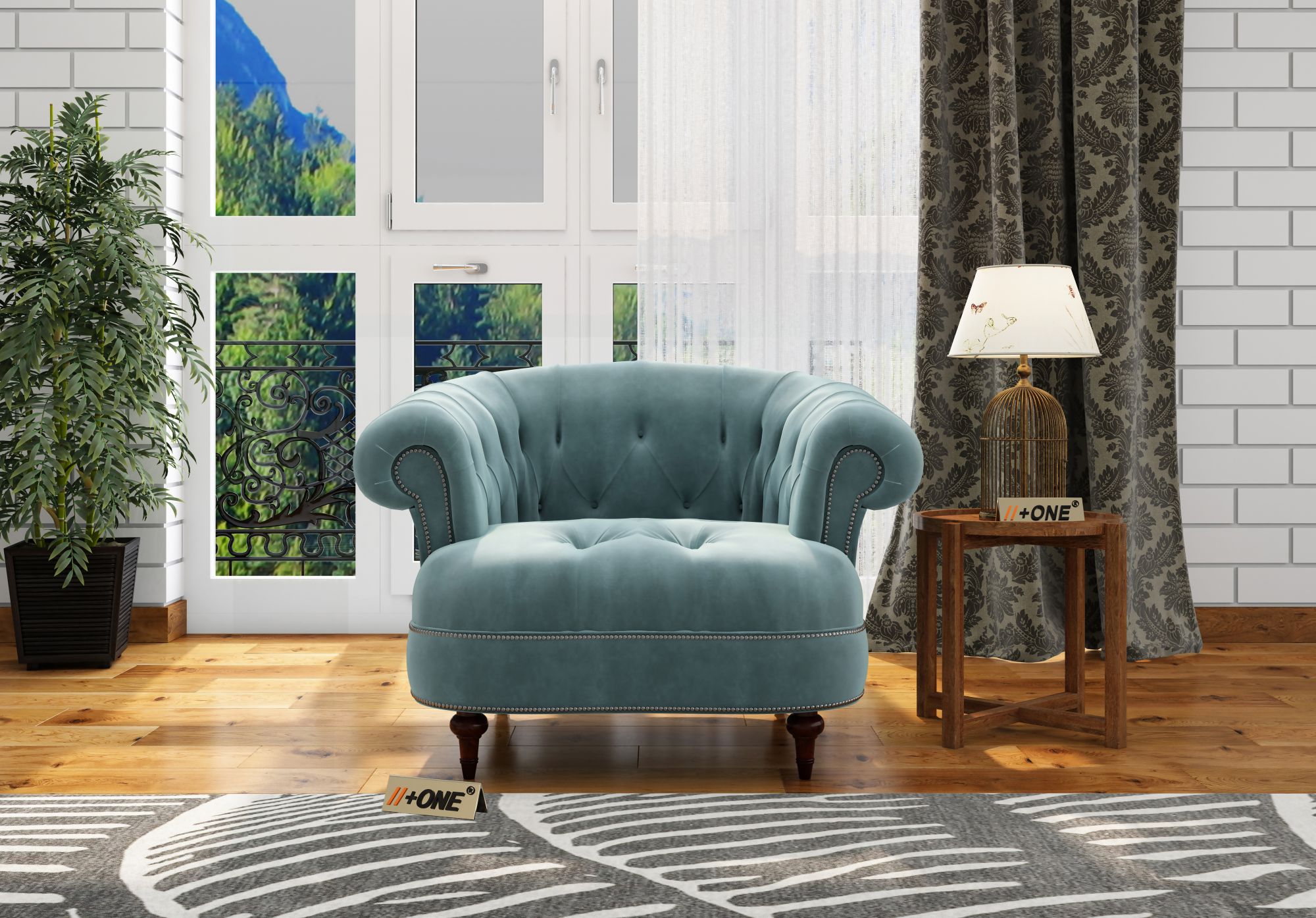 Duke Dusk Blue 1 Seater Sofa