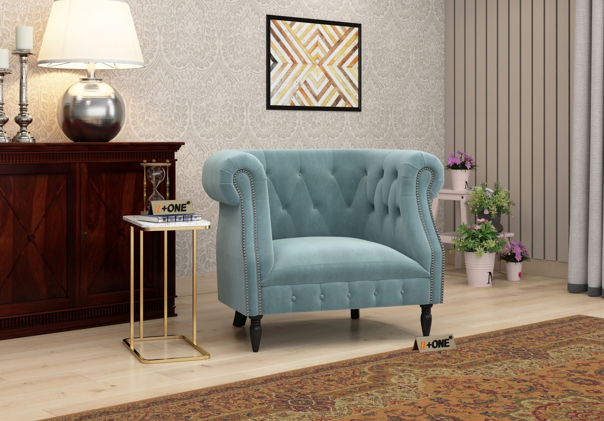 Baron Dusk Blue 1 Seater Sofa
