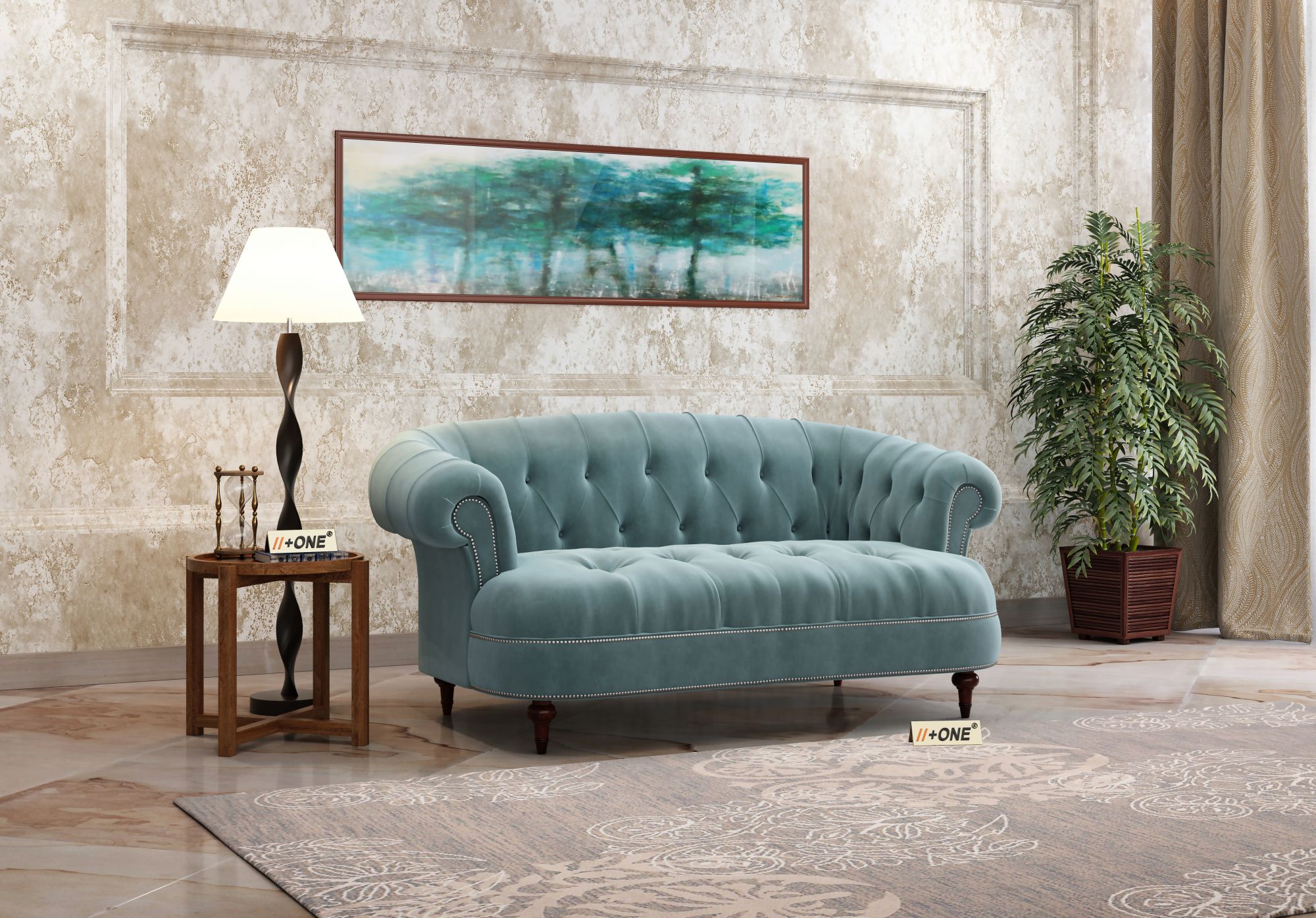 Duke Dusk Blue 2 Seater Sofa