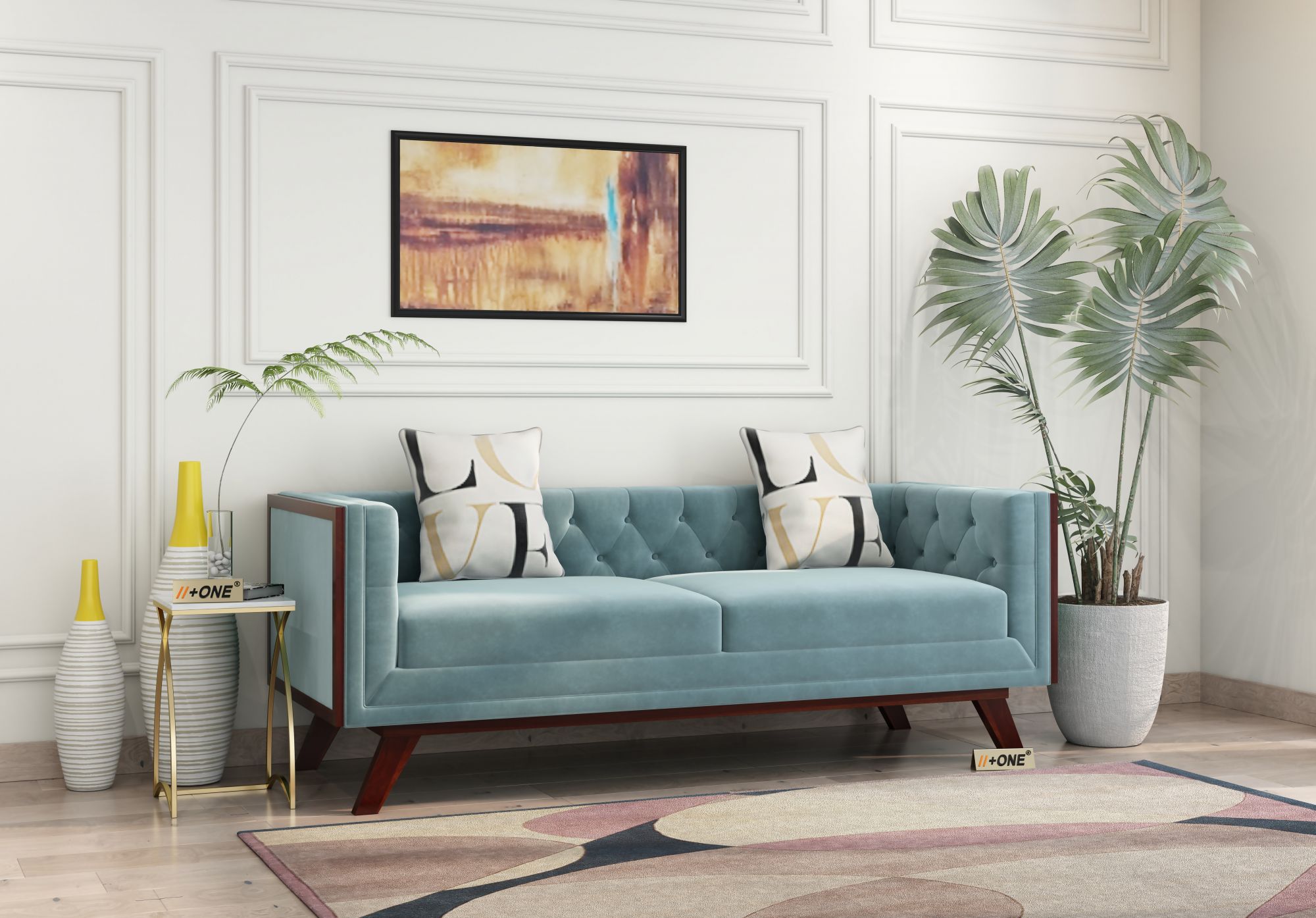 Syros Dusk Blue 3 Seater Sofa