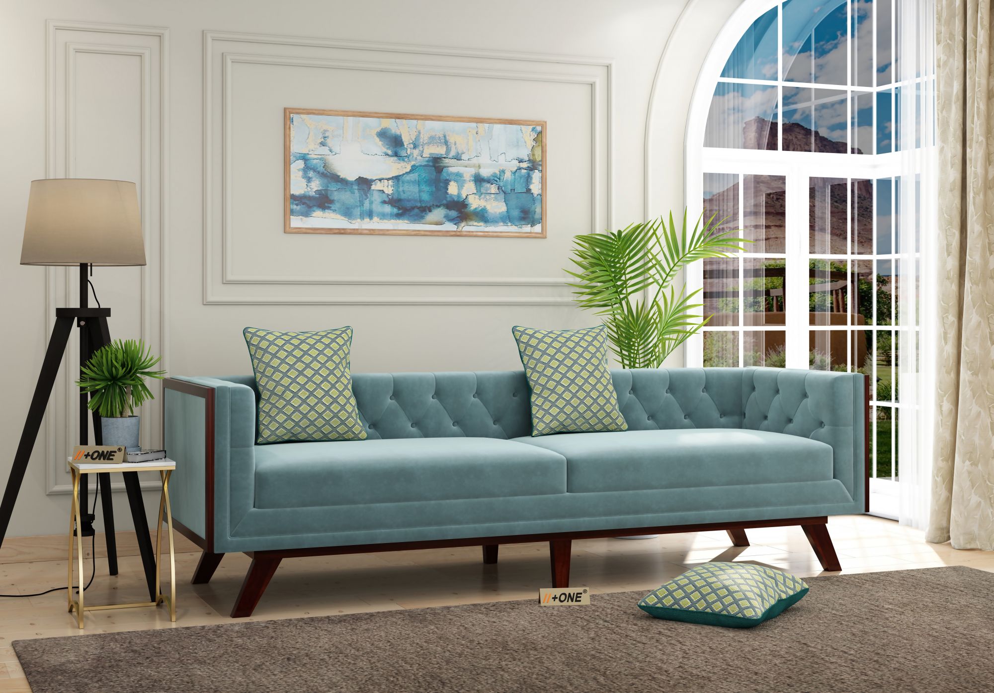 Syros Dusk Blue 4 Seater Sofa