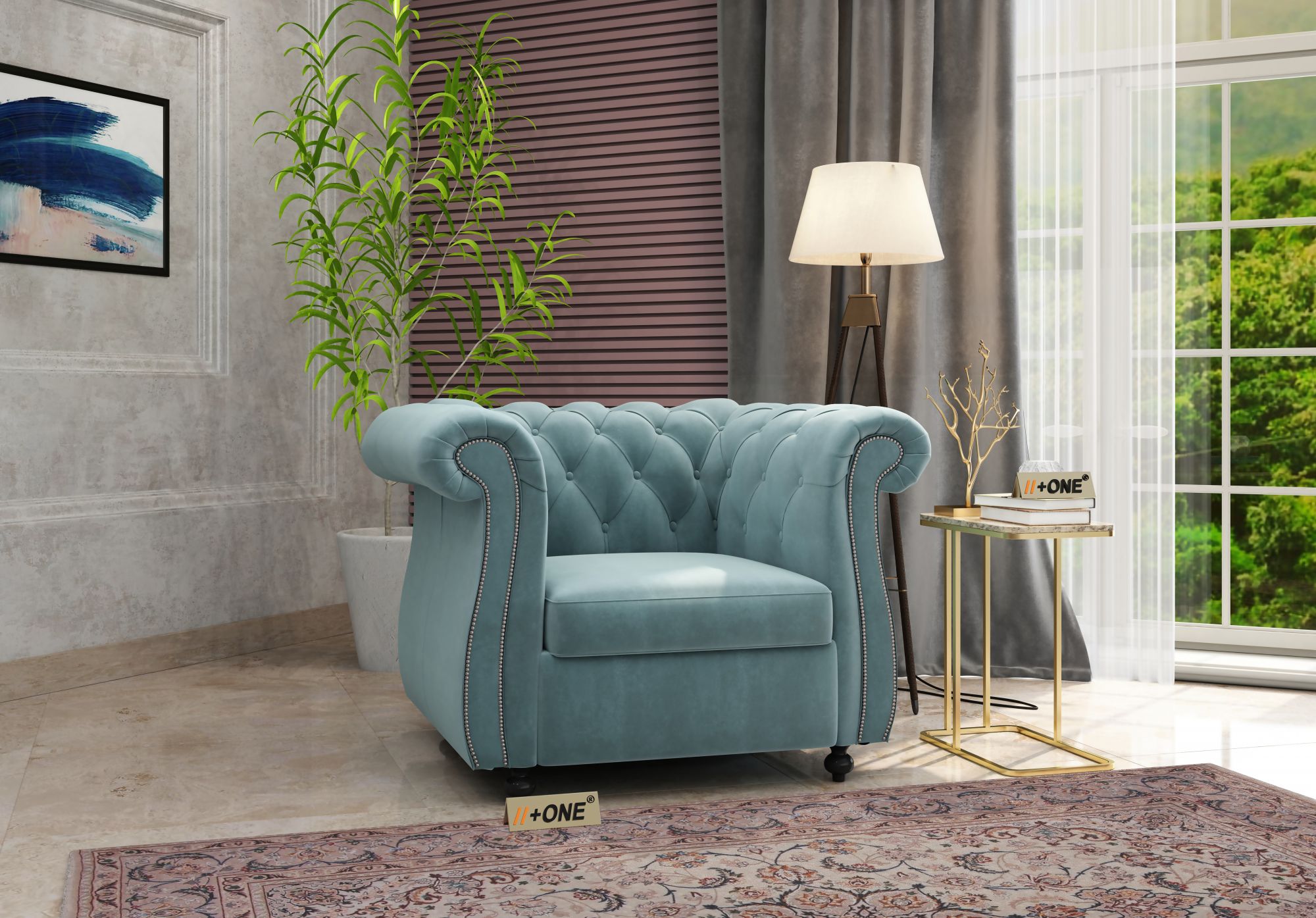 Lord Dusk Blue 1 Seater Sofa