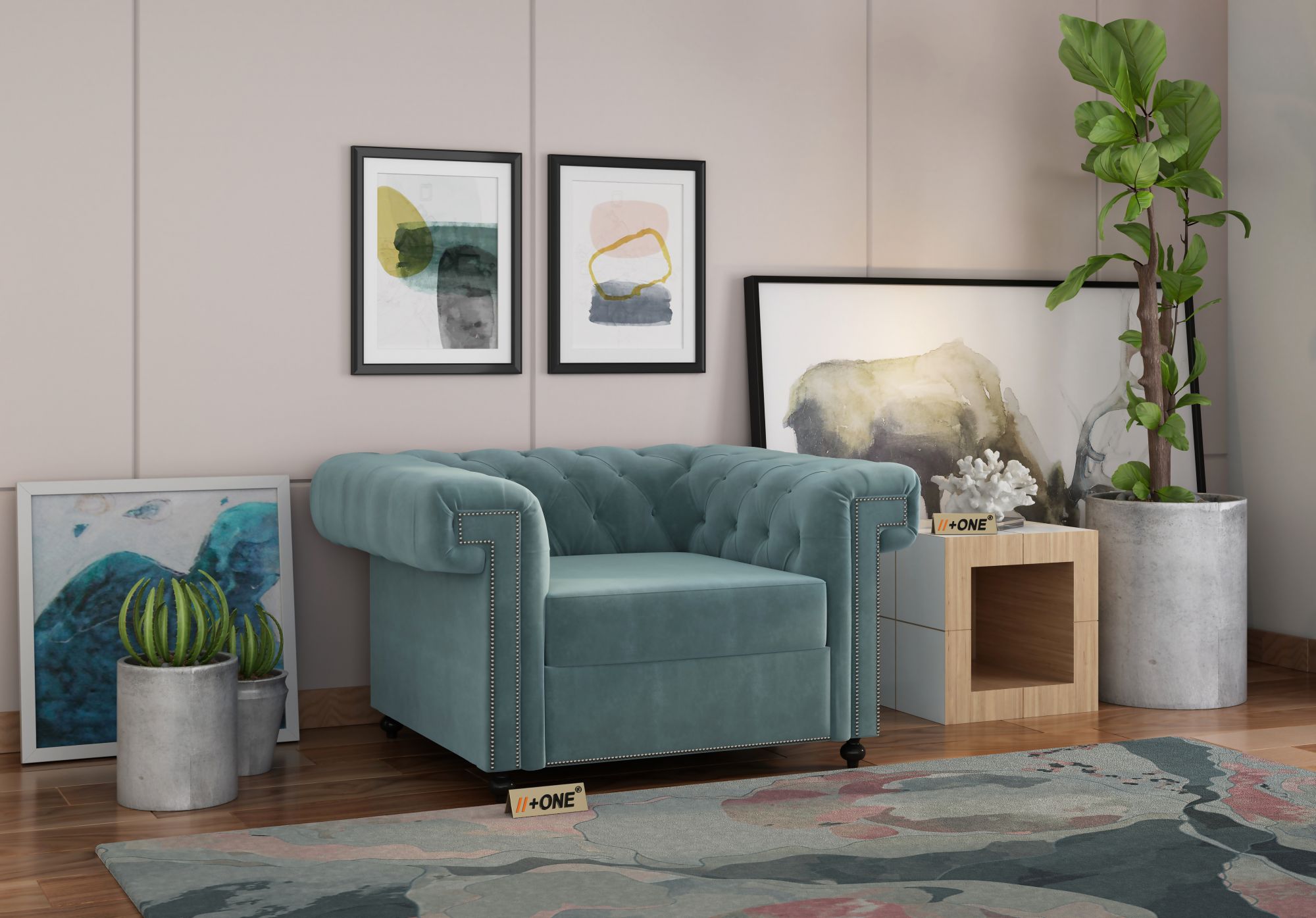 Octa Dusk Blue 1 Seater Sofa