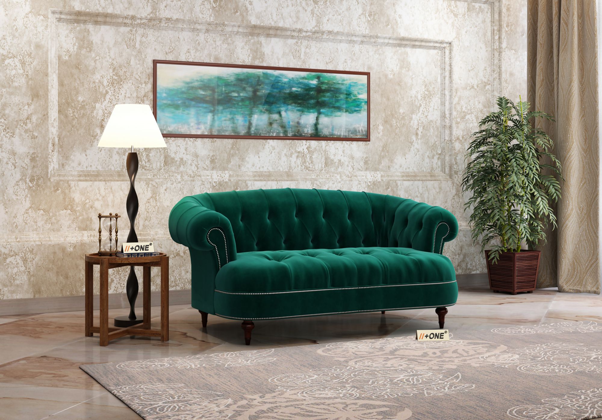 Duke Emerald Green 2 Seater Sofa
