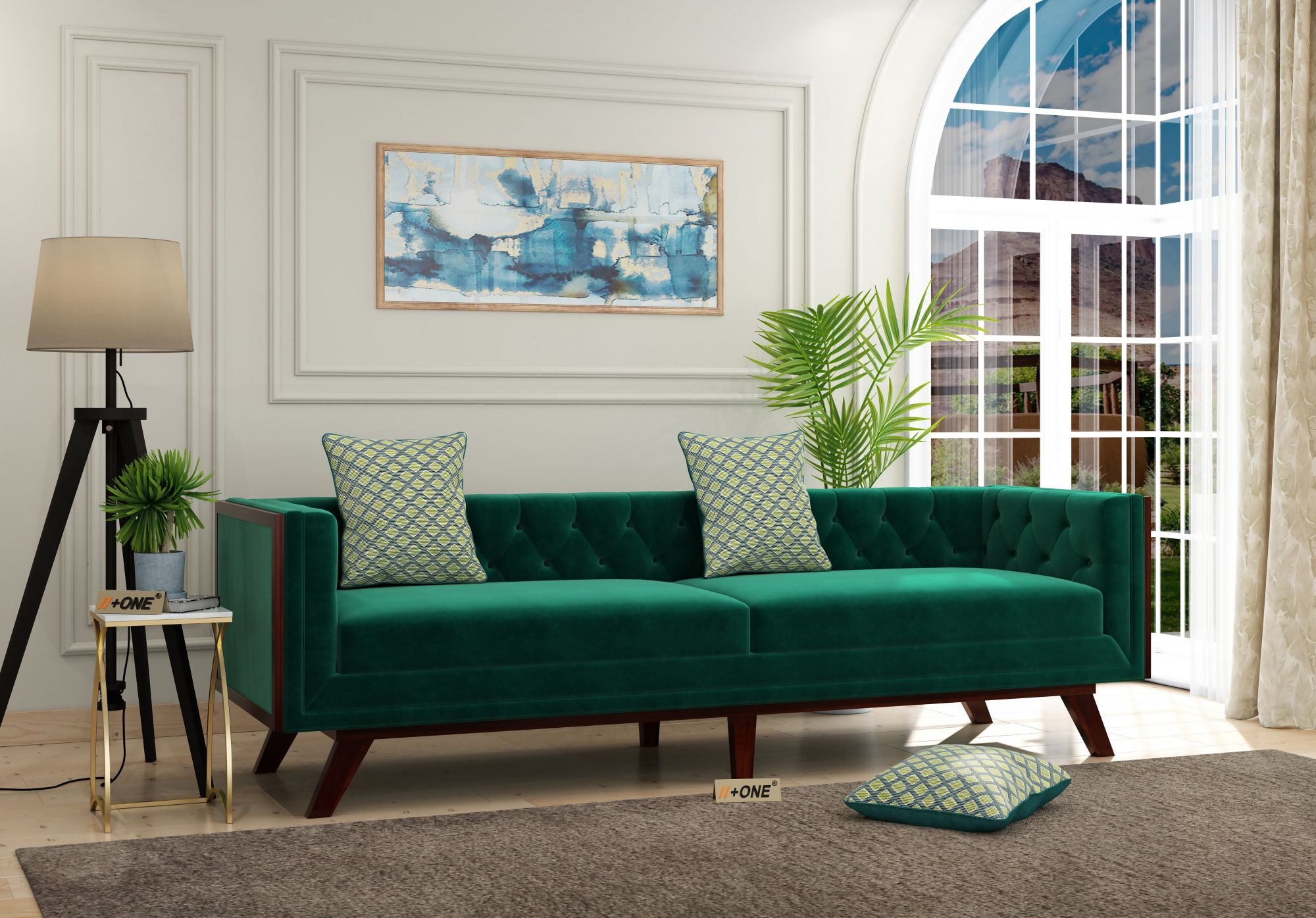 Syros Emerald Green 4 Seater Sofa