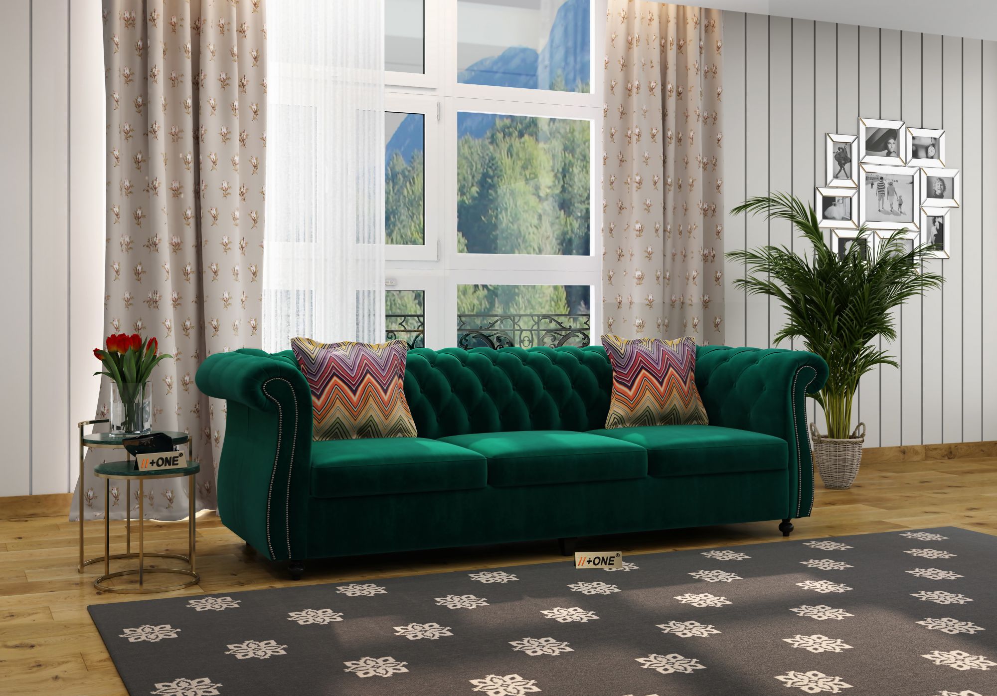 Lord Emerald Green 3 Seater Sofa