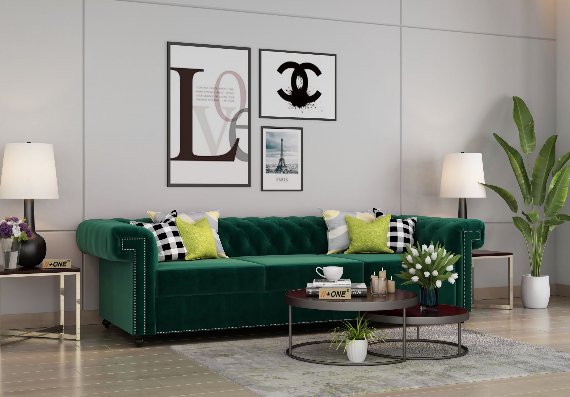 Octa Emerald Green 3 Seater Sofa