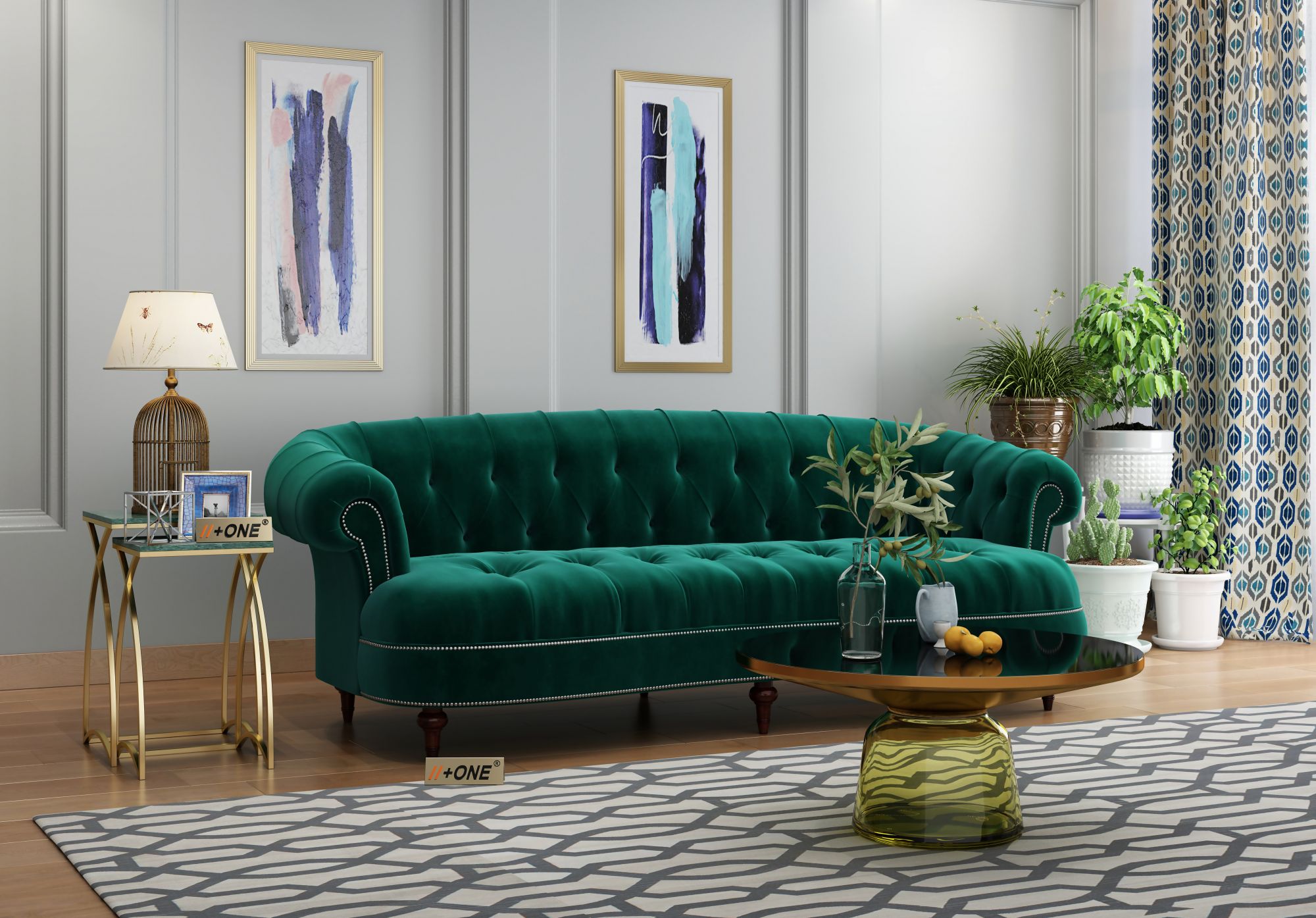 Duke Emerald Green 3 Seater Sofa