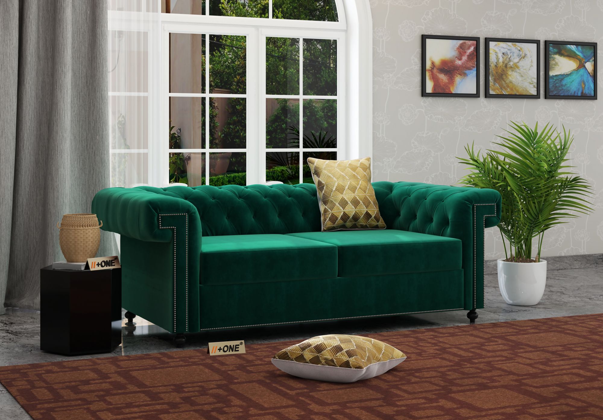 Octa Emerald Green 2 Seater Sofa