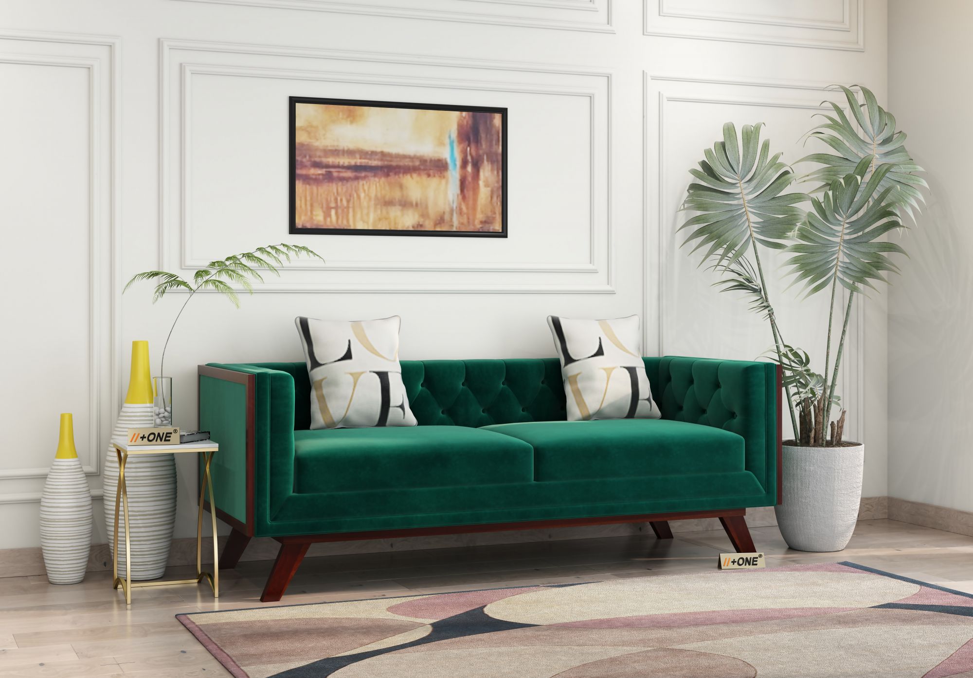 Syros Emerald Green 3 Seater Sofa