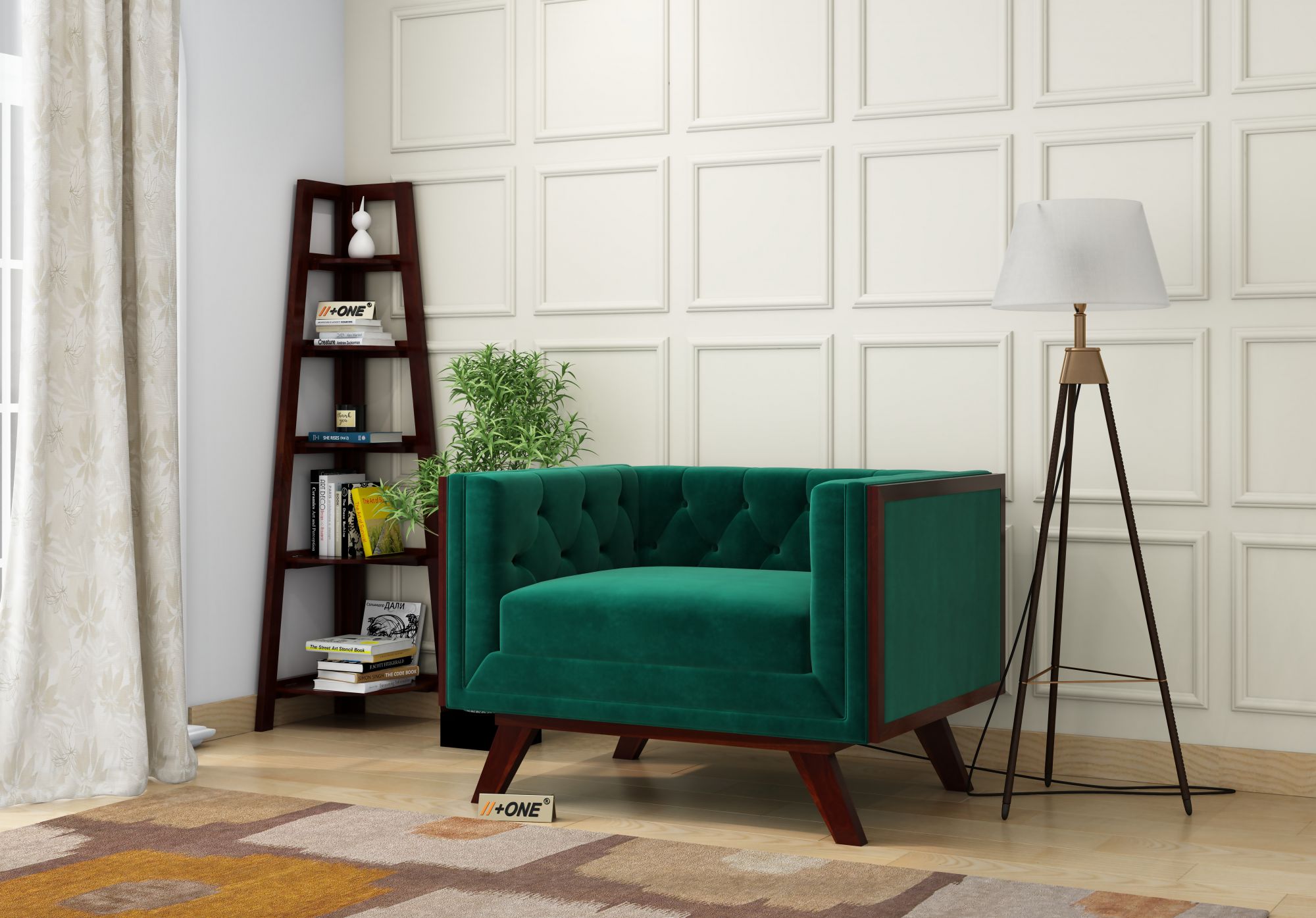 Syros Emerald Green 1 Seater Sofa