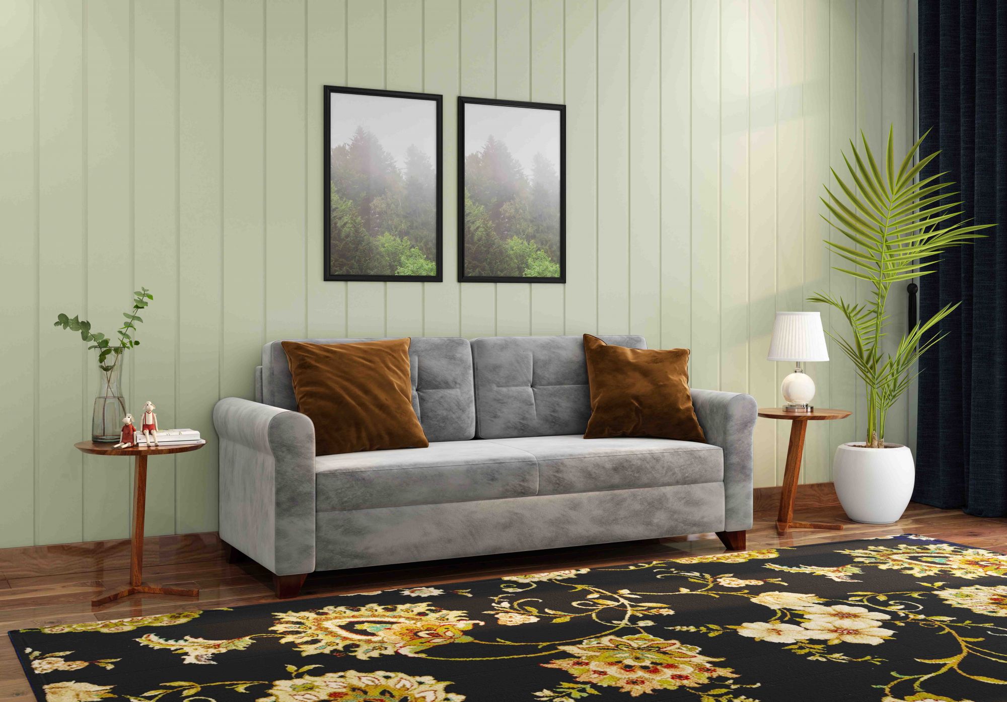 Monarch Grey 3 Seater Fabric Sofa Set