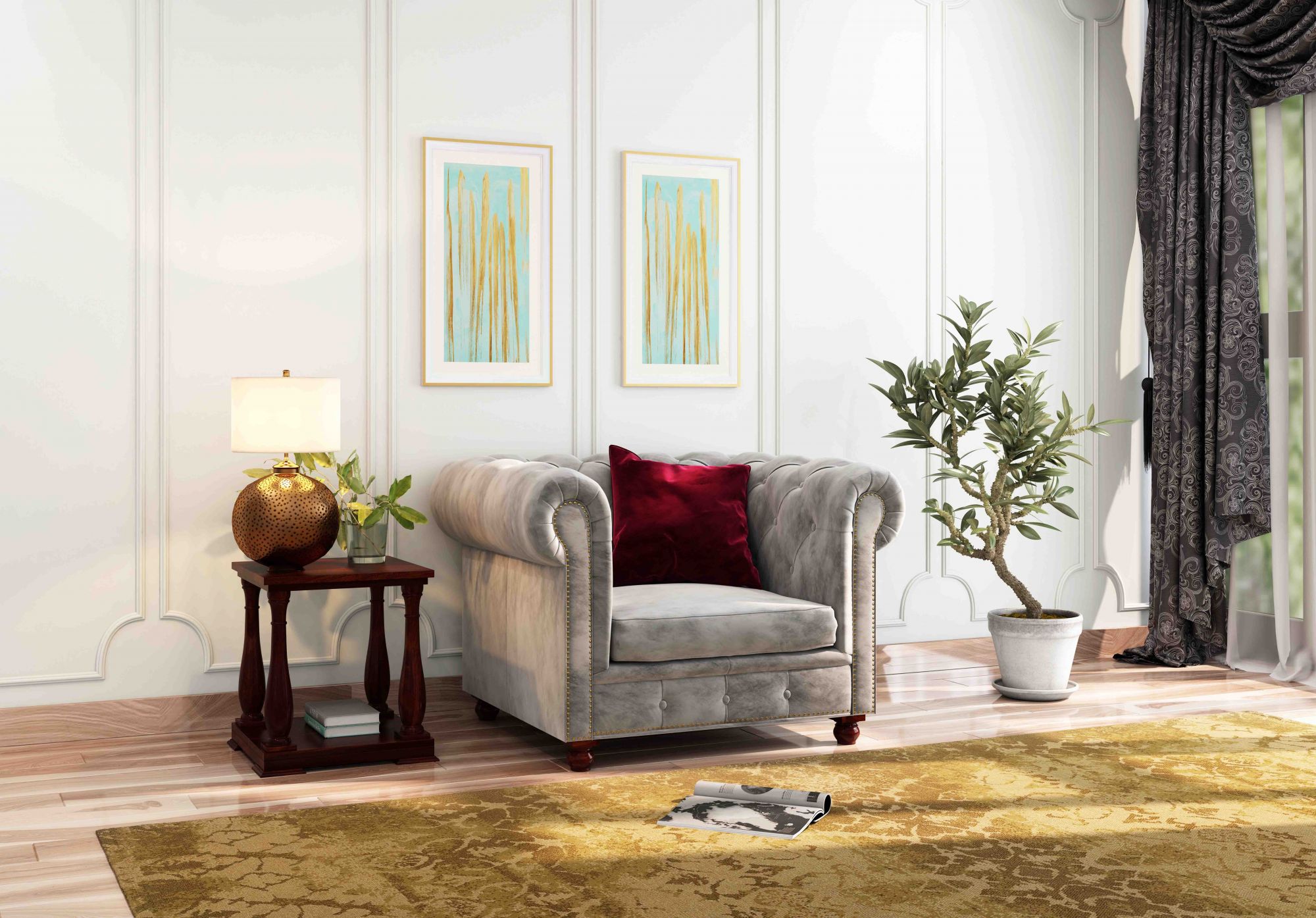 Windsor Brown 1 Seater Sofa Set