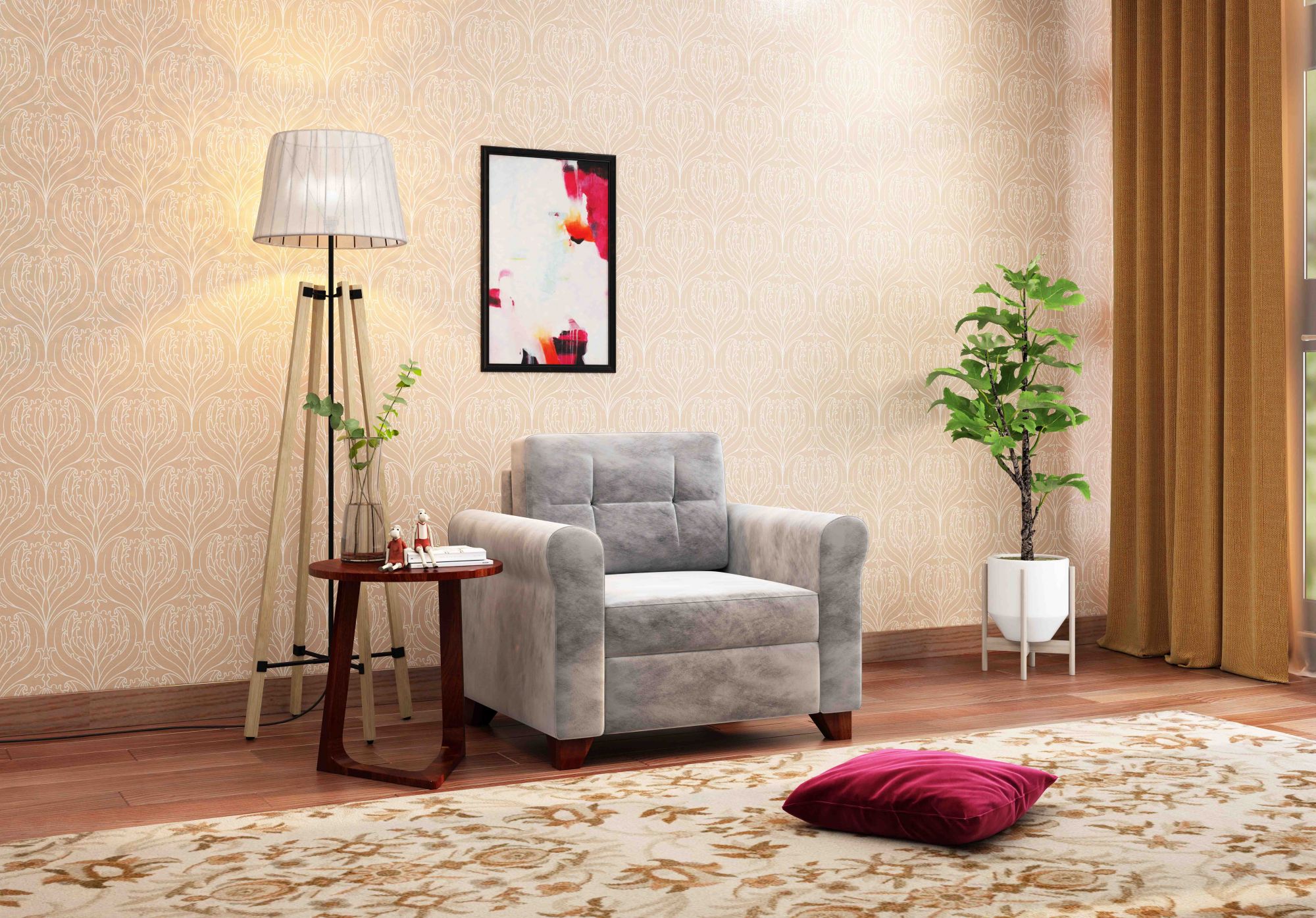 Monarch Brown 1 Seater Sofa Set