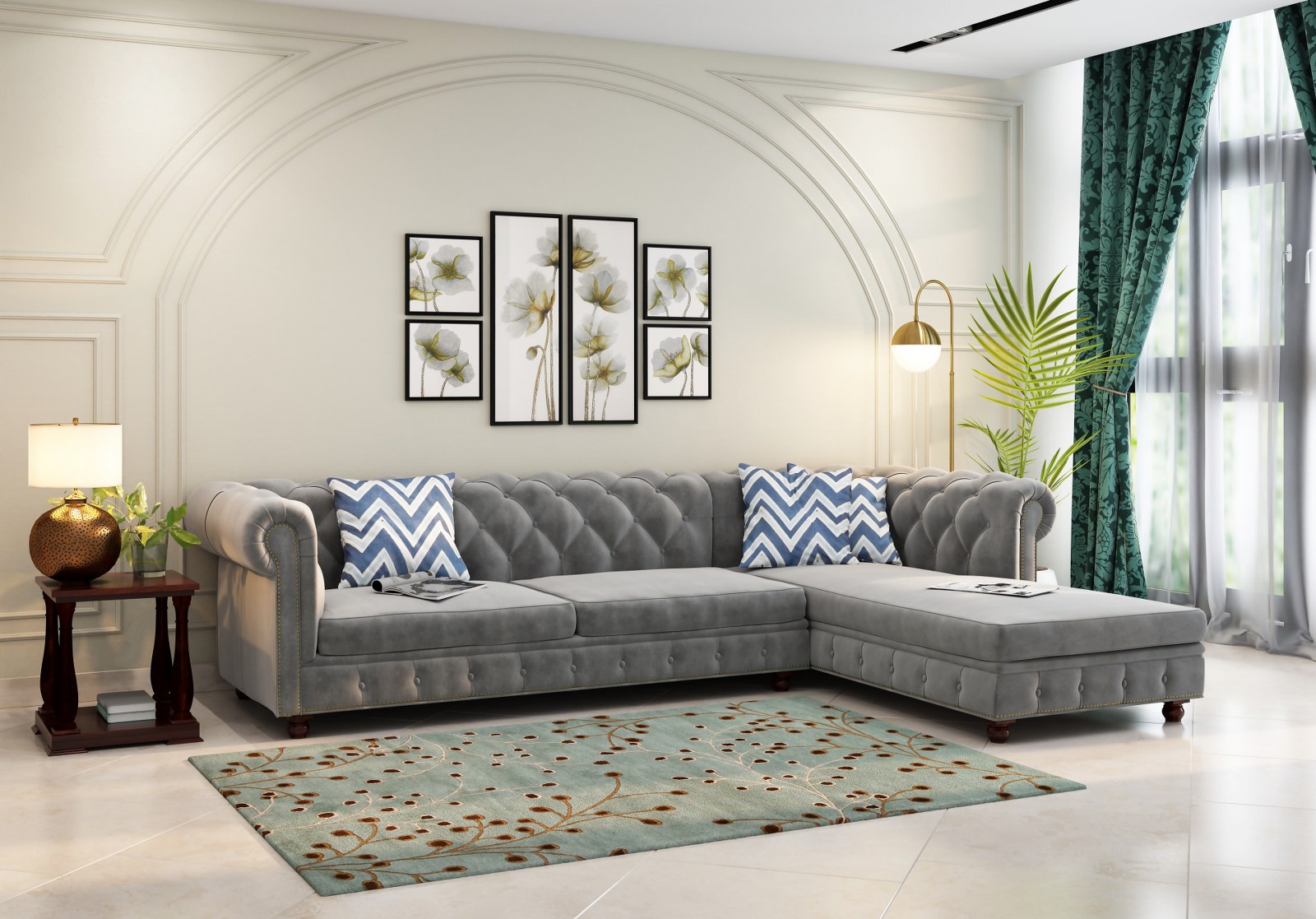 Windsor Grey L Shape Sofa Set