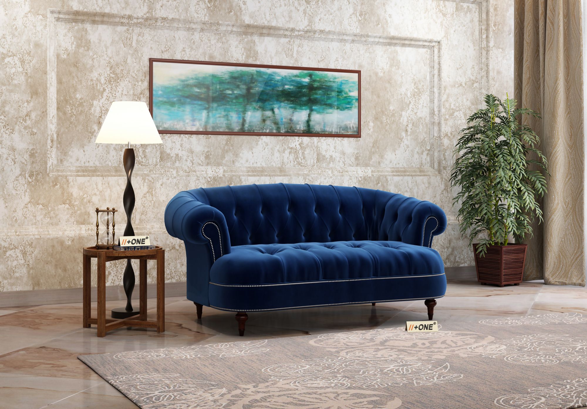Duke Indigo Blue 2 Seater Sofa