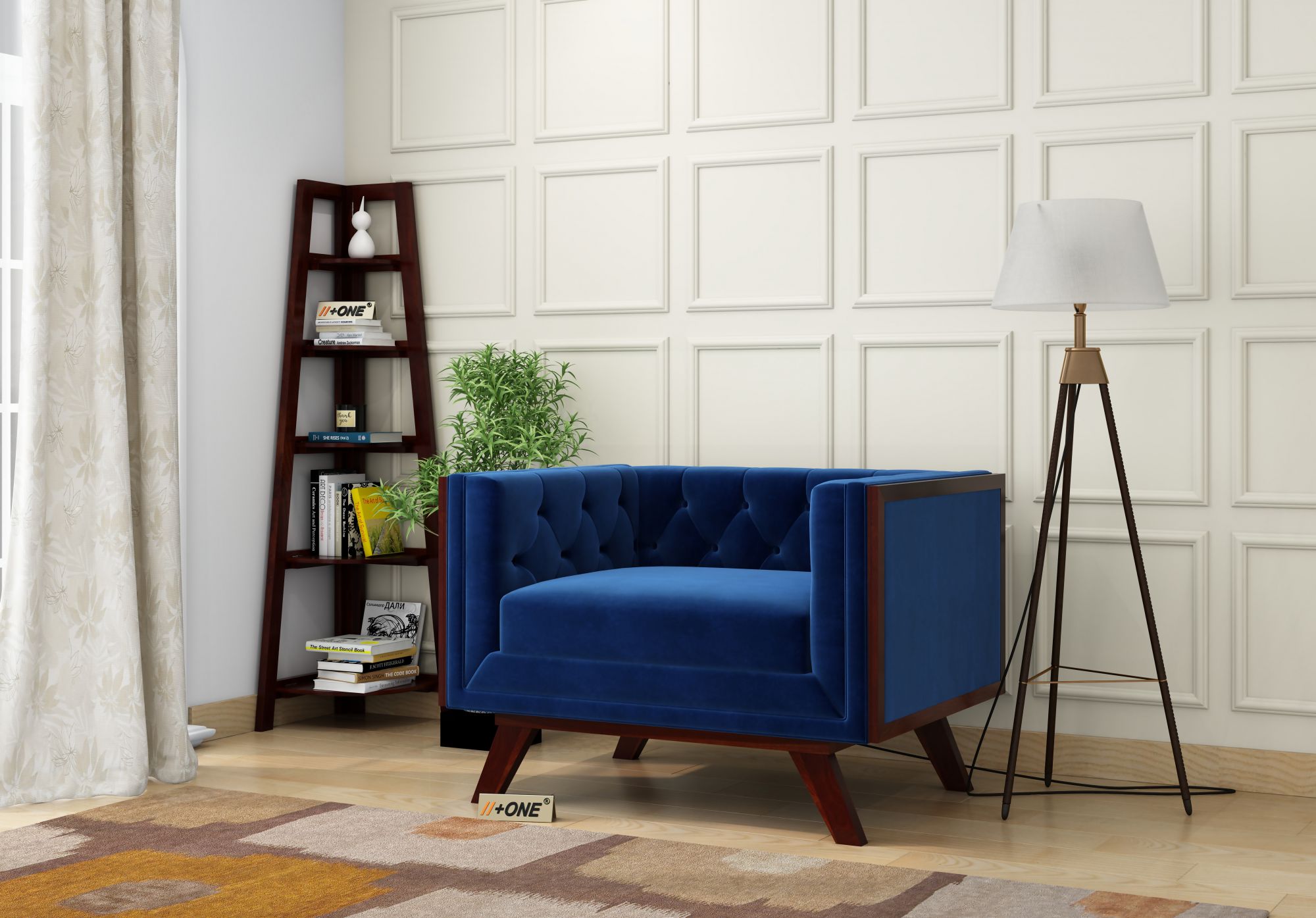 Syros Indigo Blue 1 Seater Sofa