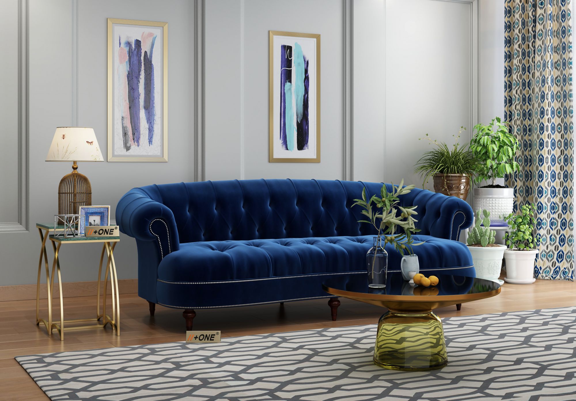 Duke Indigo Blue 3 Seater Sofa