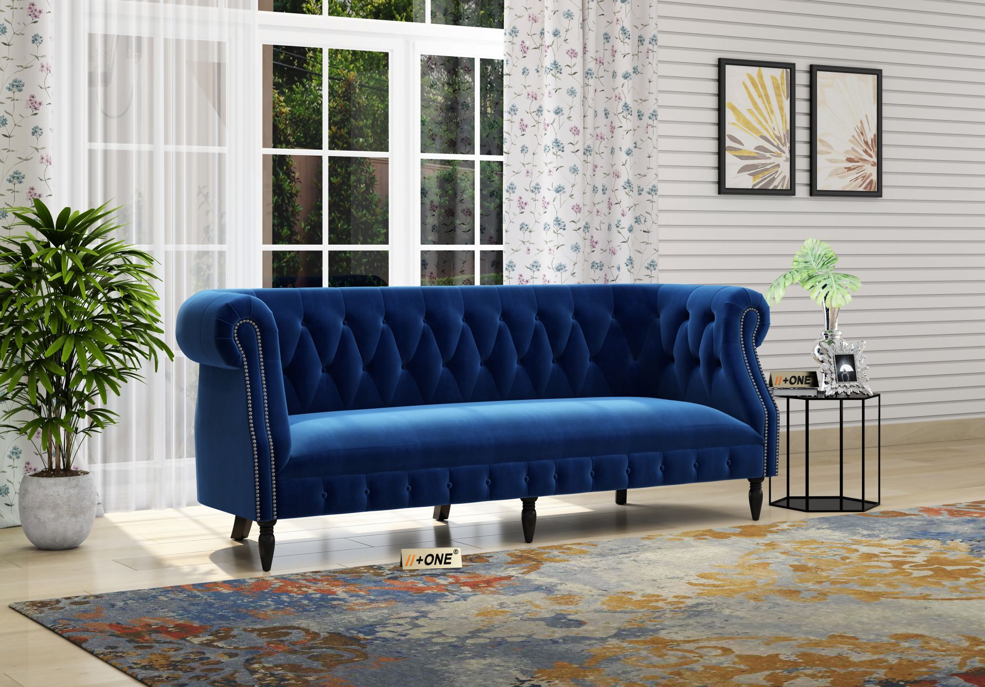 Baron Indigo Blue 3 Seater Sofa