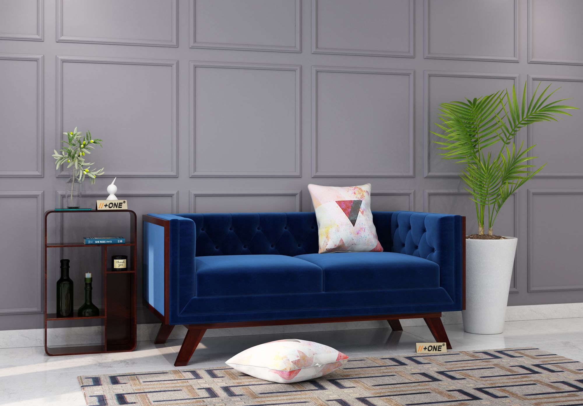 Syros Indigo Blue 2 Seater Sofa