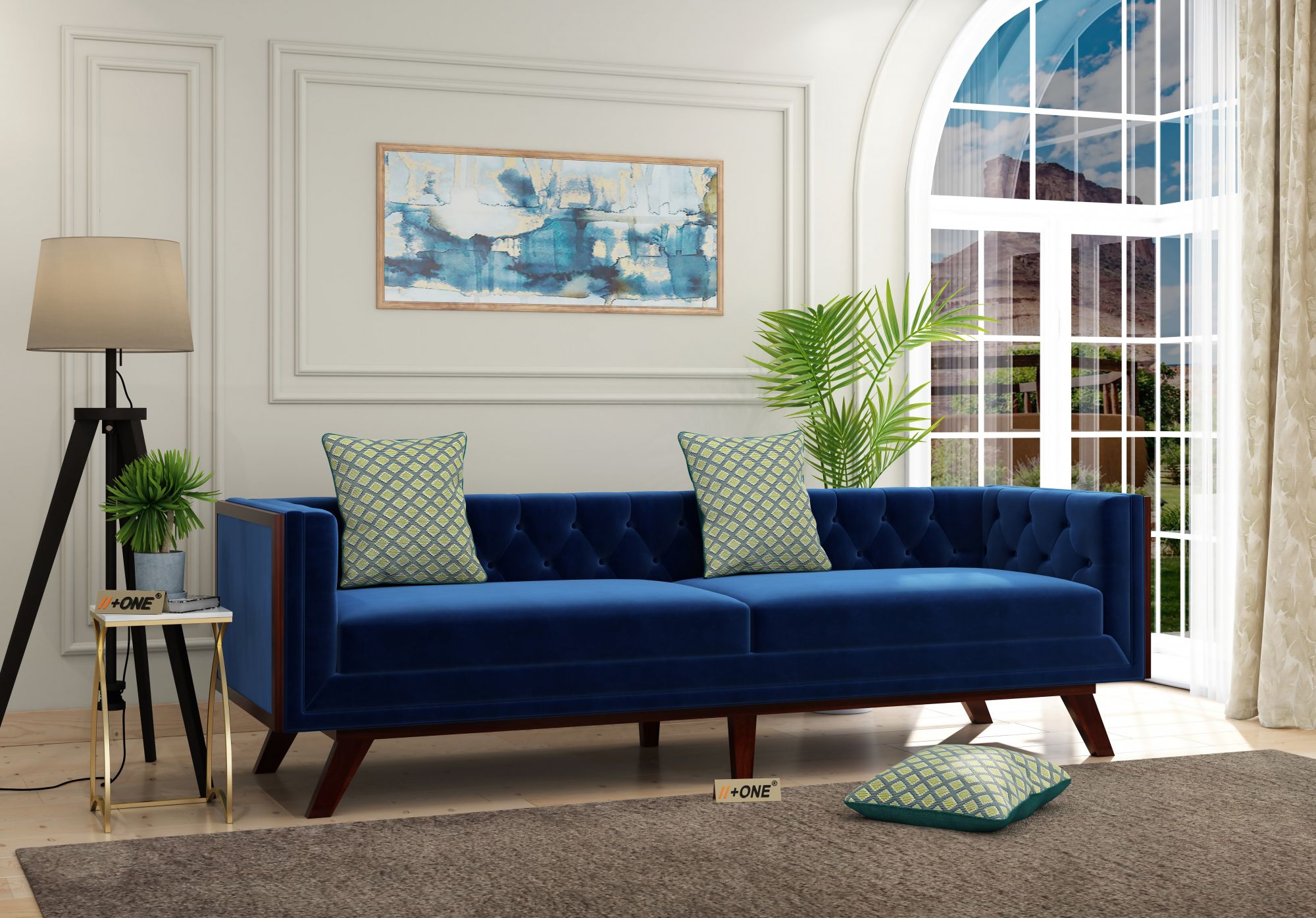 Syros Indigo Blue 4 Seater Sofa