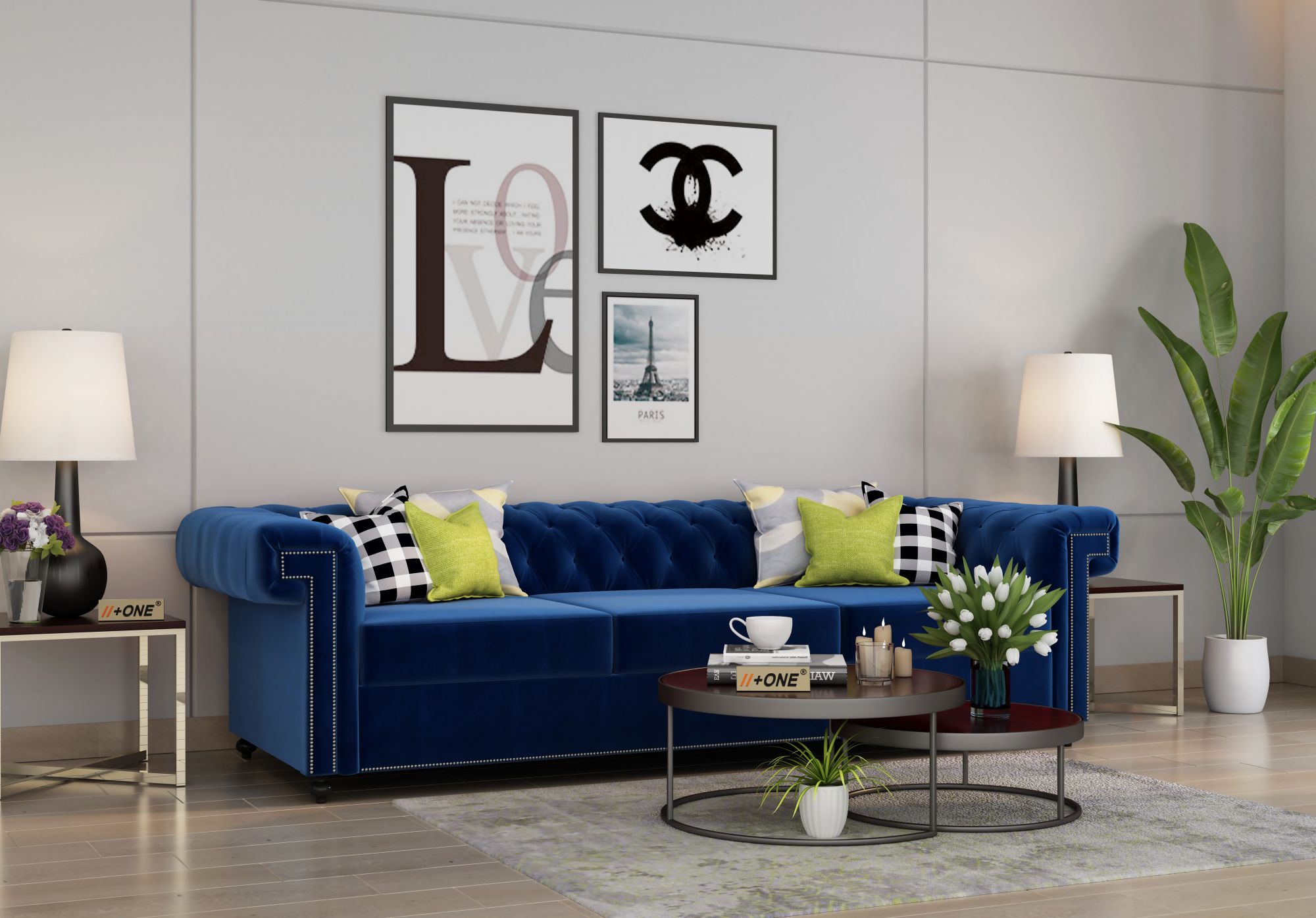 Octa Indigo Blue 3 Seater Sofa