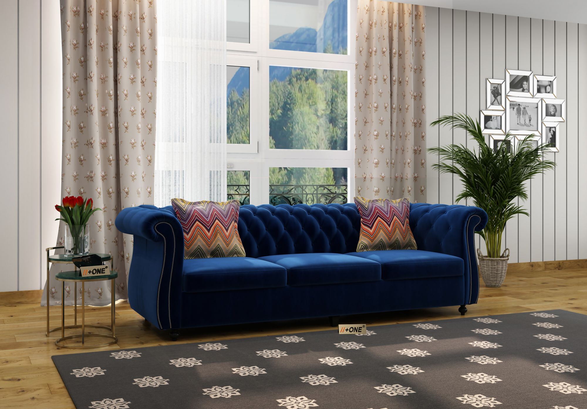 Lord Indigo Blue 3 Seater Sofa