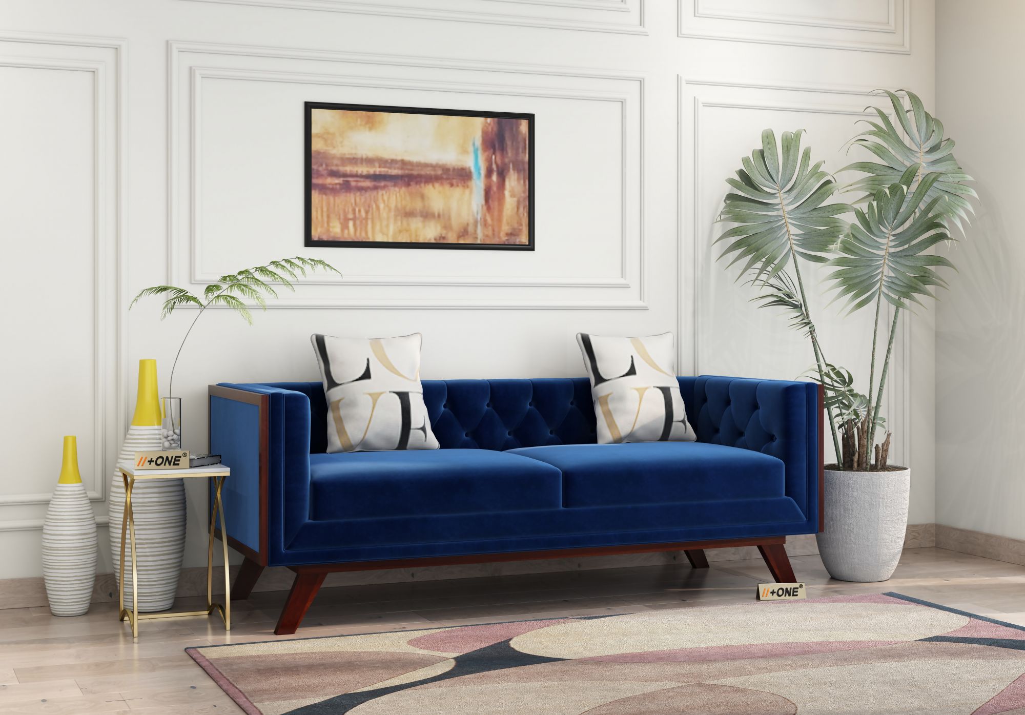 Syros Indigo Blue 3 Seater Sofa