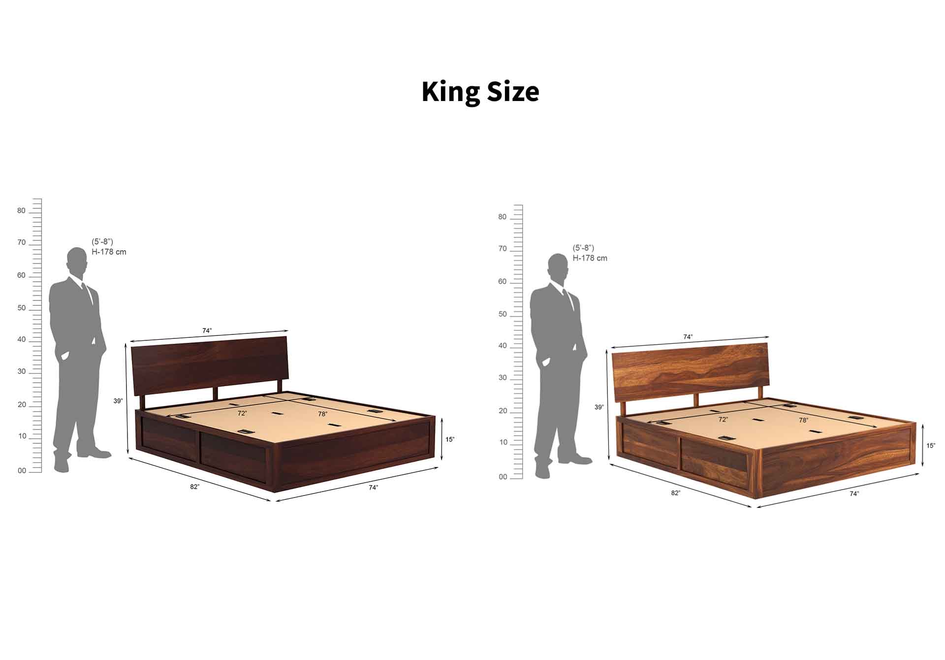 Samos Sheesham Wood Bed With Box Storage