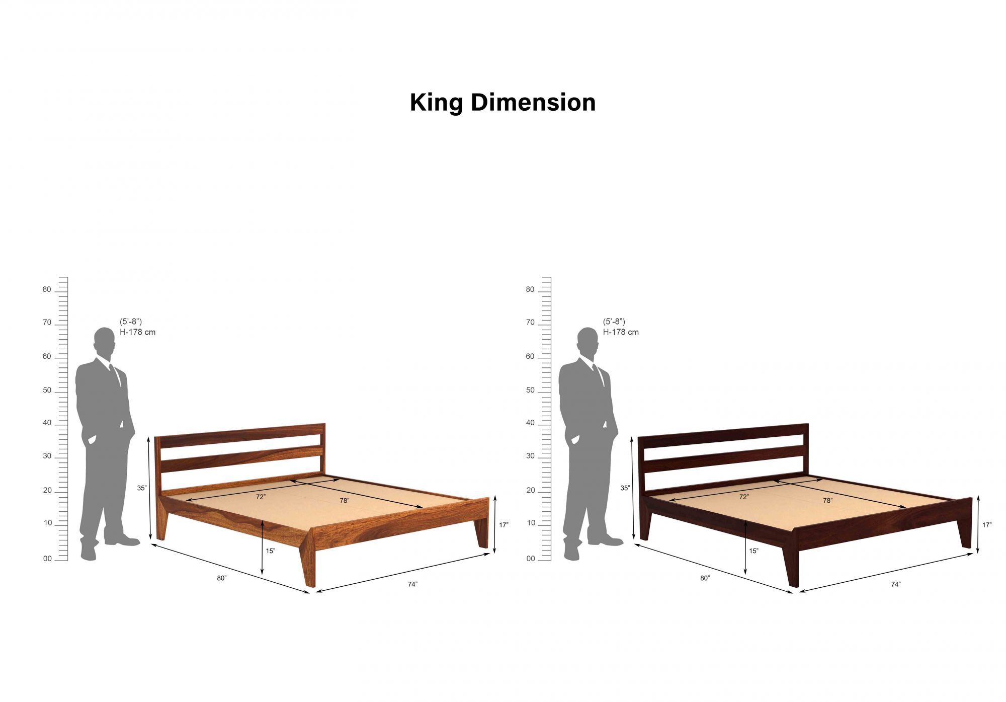 Seoul Sheesham Wood Bed Without Storage