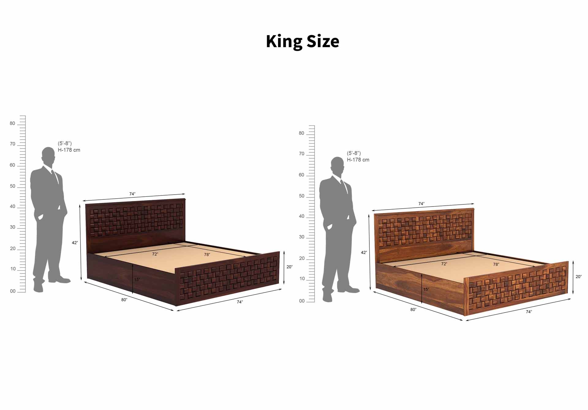 Flamingo Sheesham Wood Bed With Hydraulic Storage