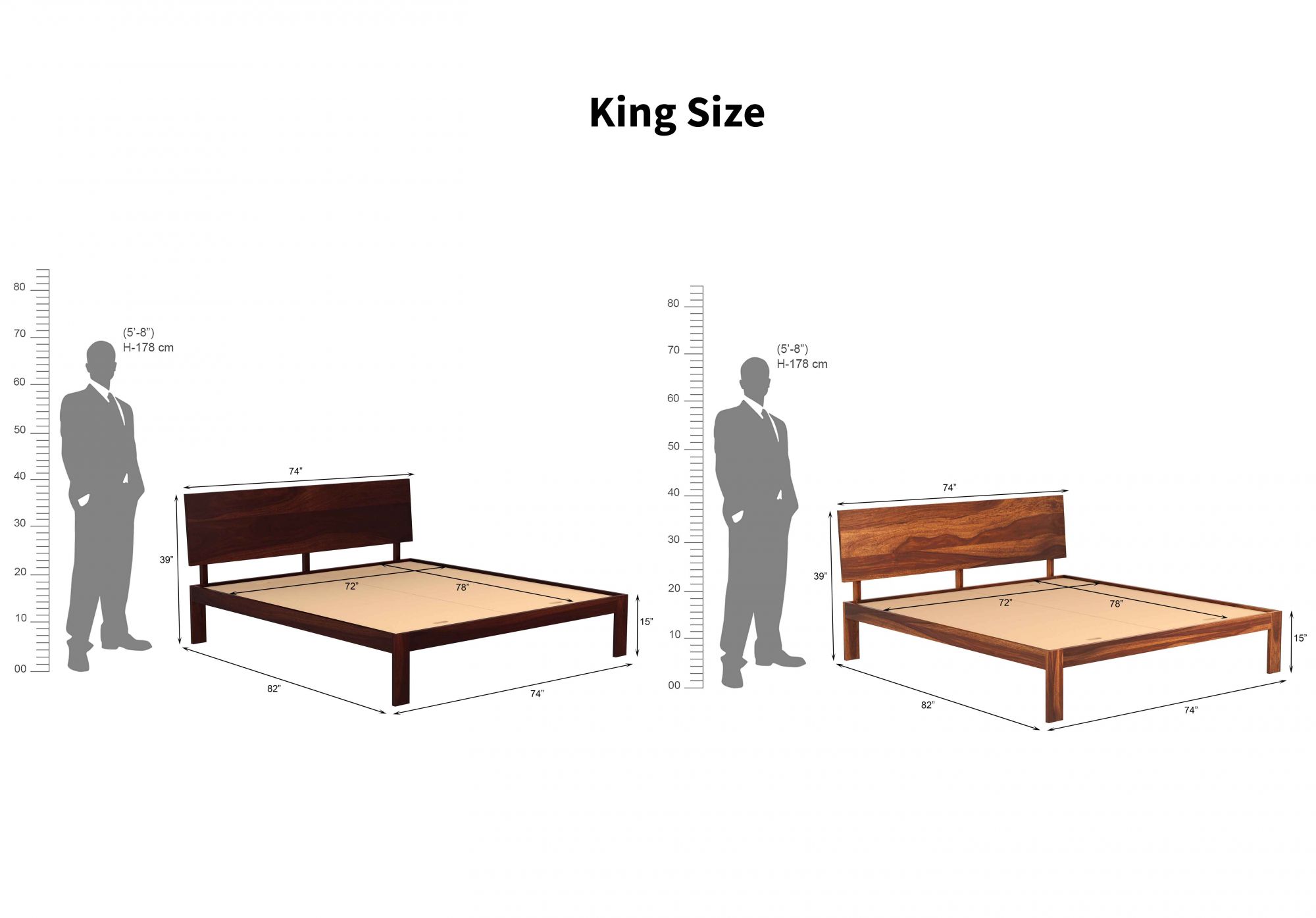 Samos Sheesham Wood Bed Without Storage