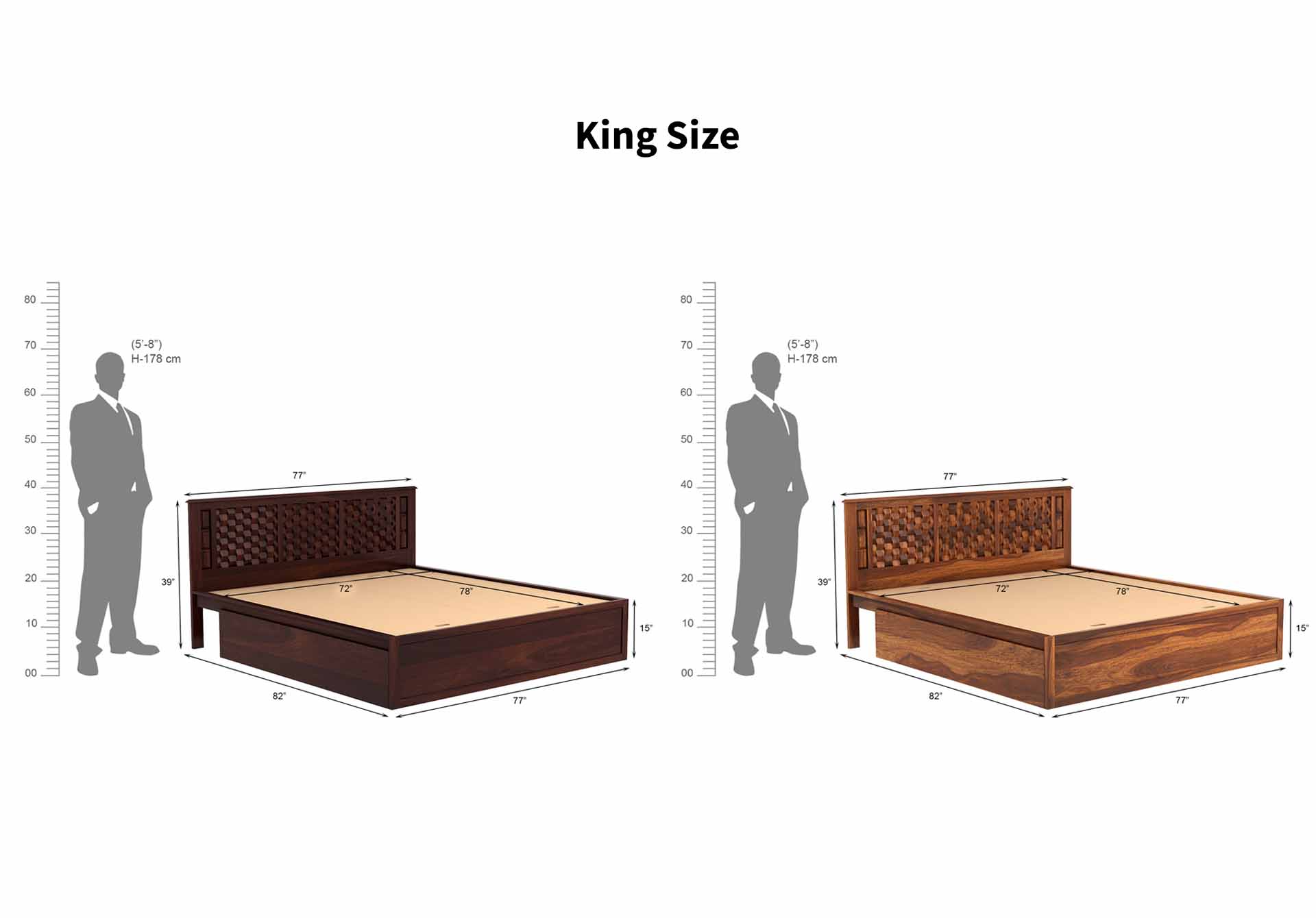 Marwar Sheesham Wood Bed With Side Drawer