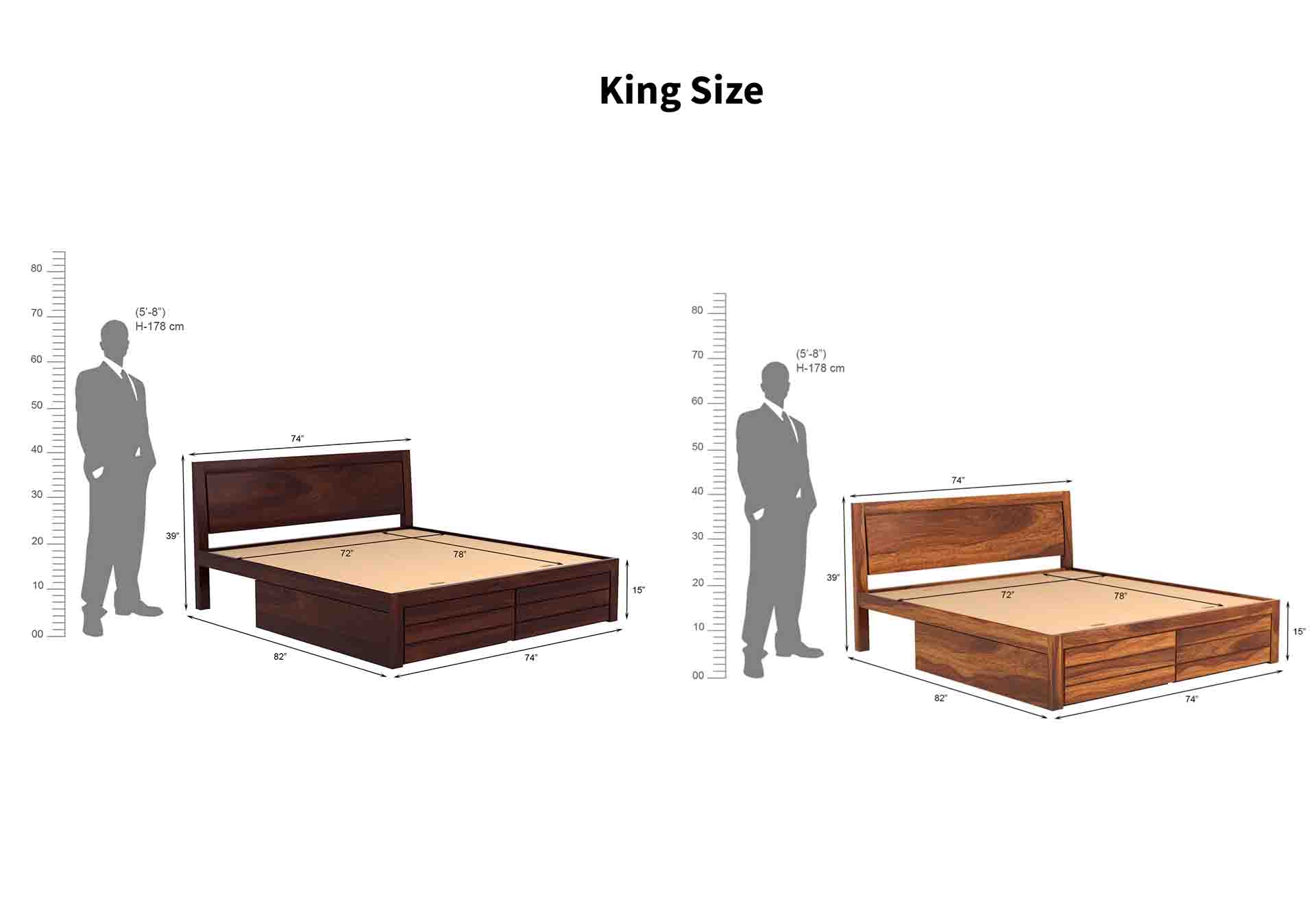 Baffin Sheesham Wood Bed With Side Drawer